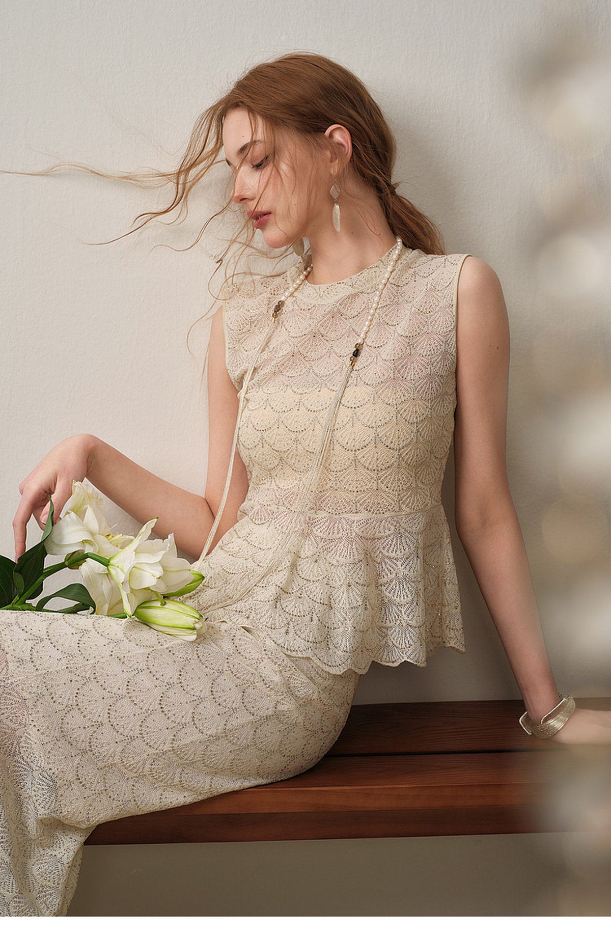 Champagne Scallop Knit Co-Ord