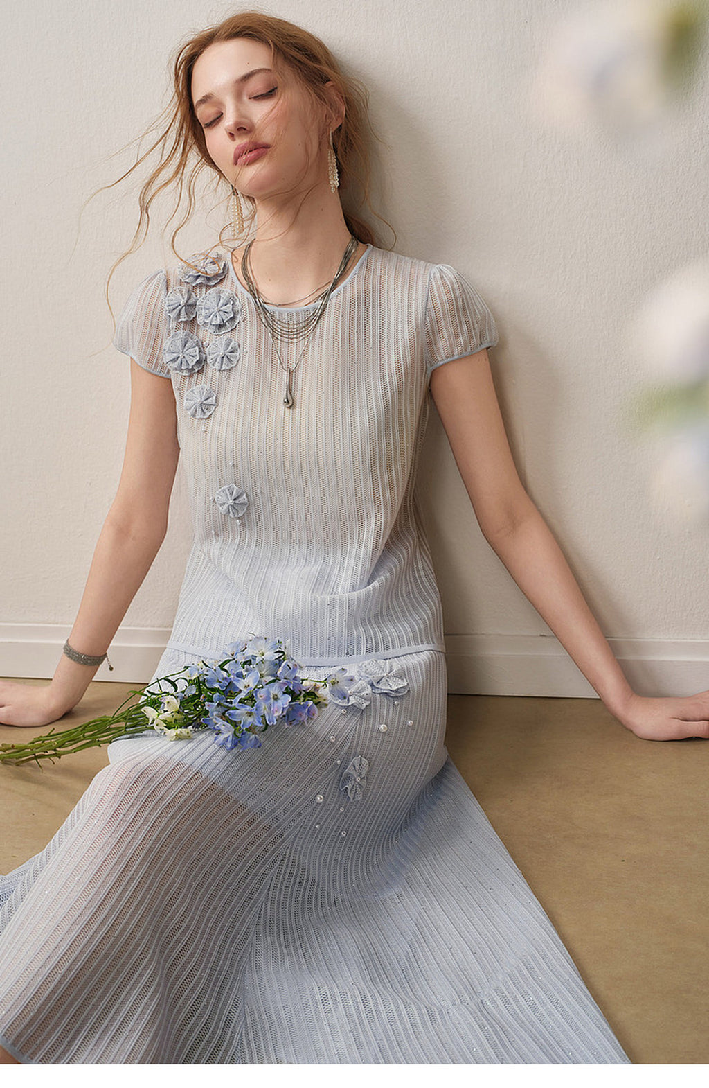 Azure Bloom Knit Co-Ord