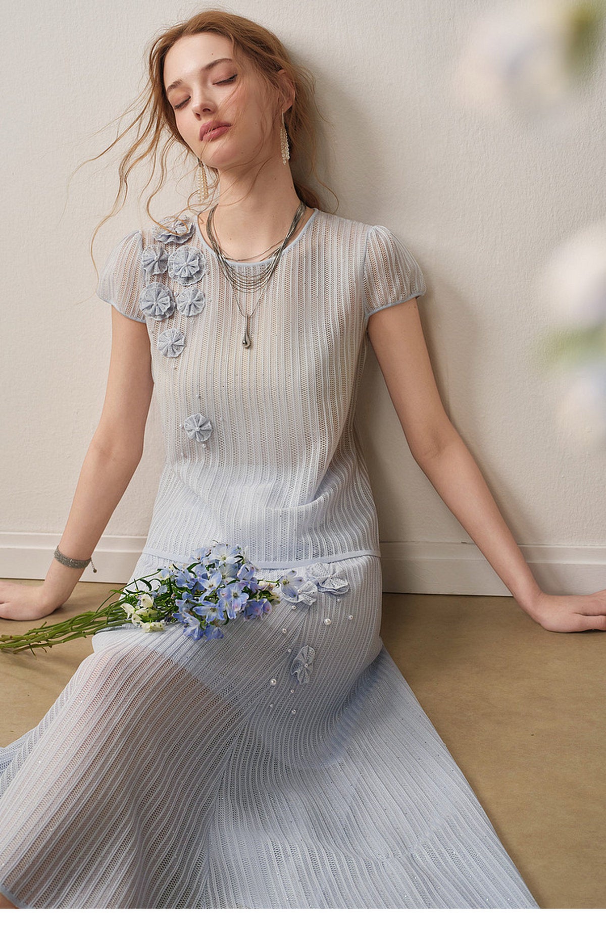Azure Bloom Knit Co-Ord