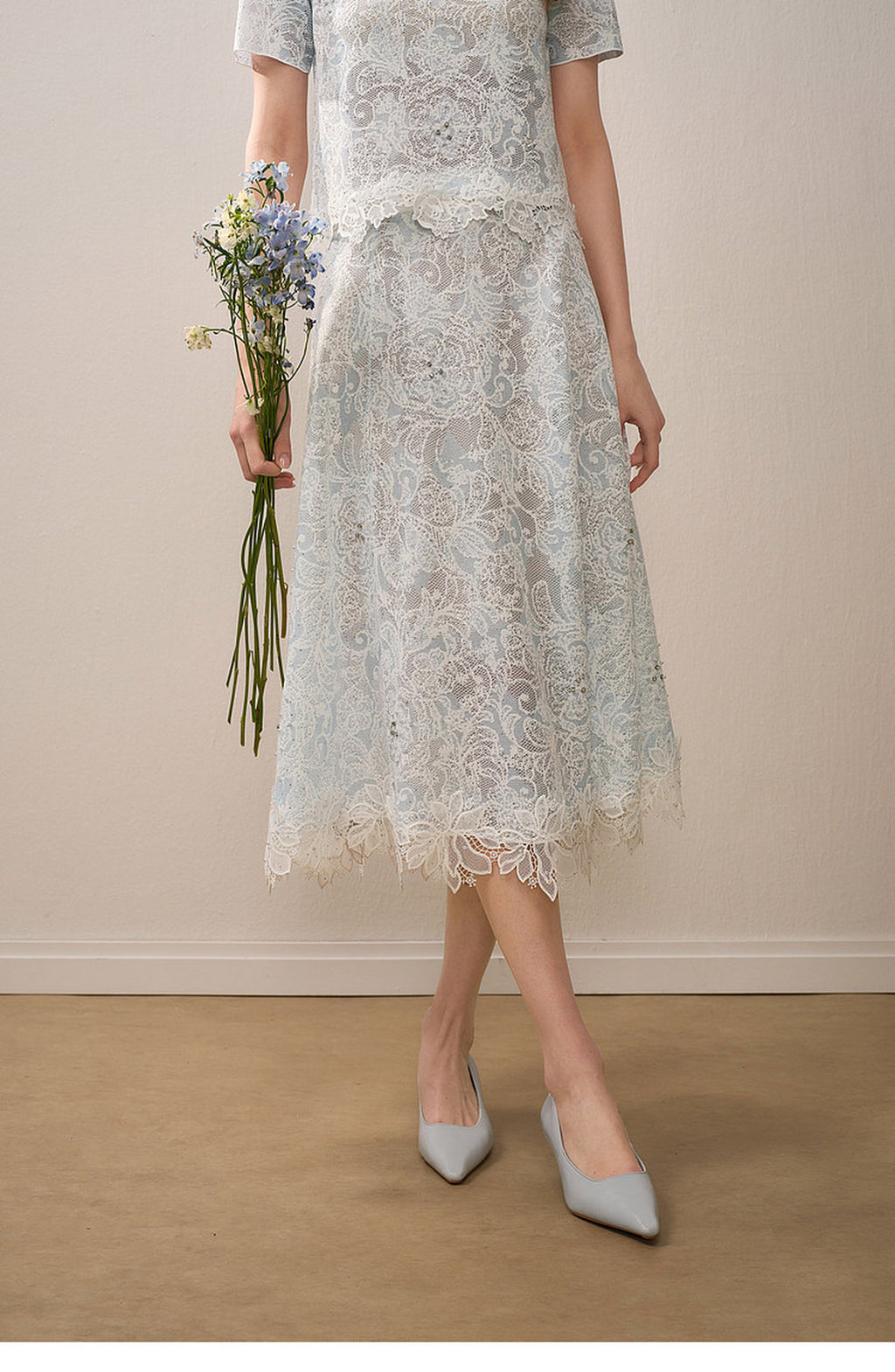 Pale Azure Lace Knit Co-Ord