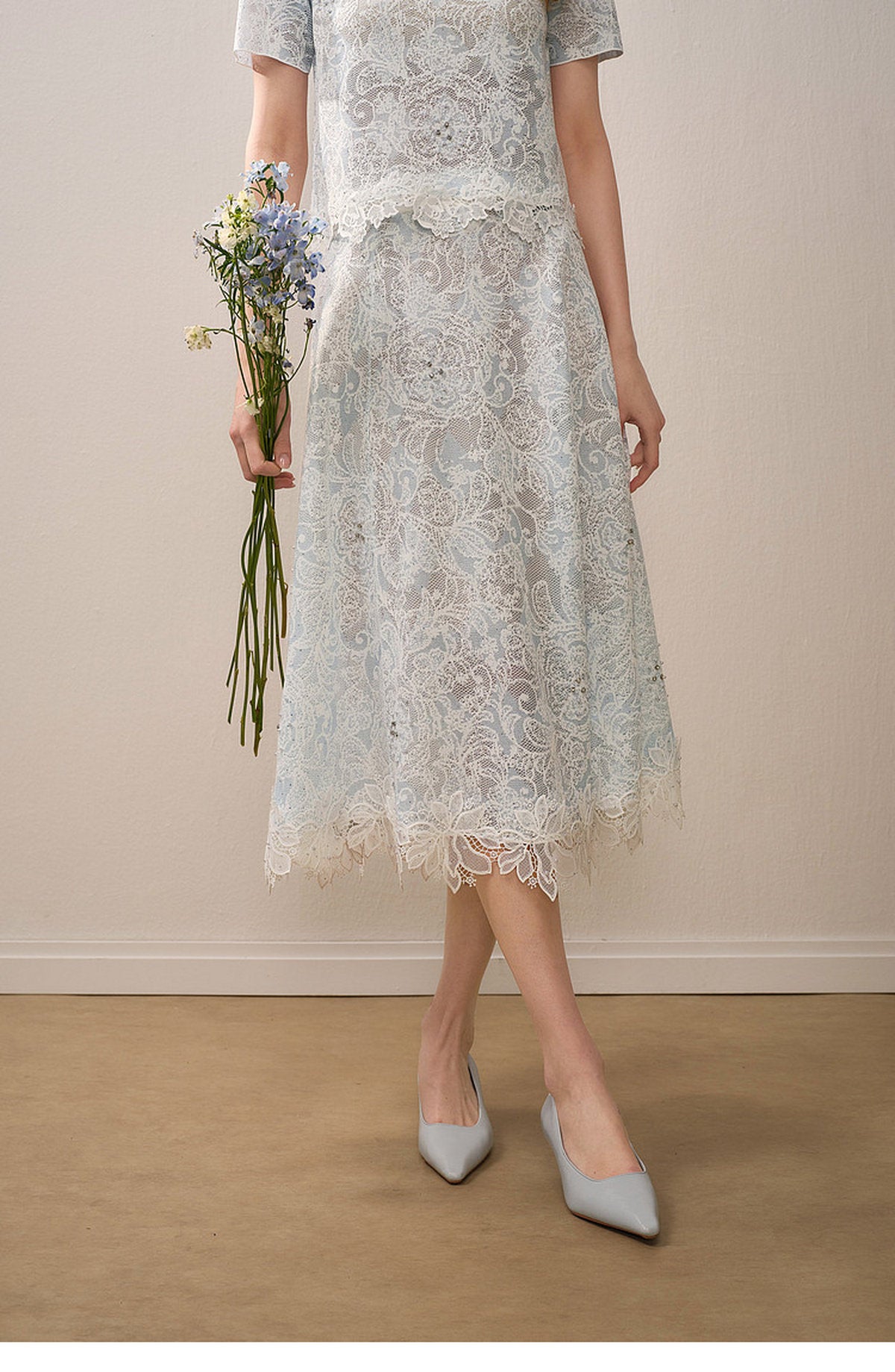 Pale Azure Lace Knit Co-Ord