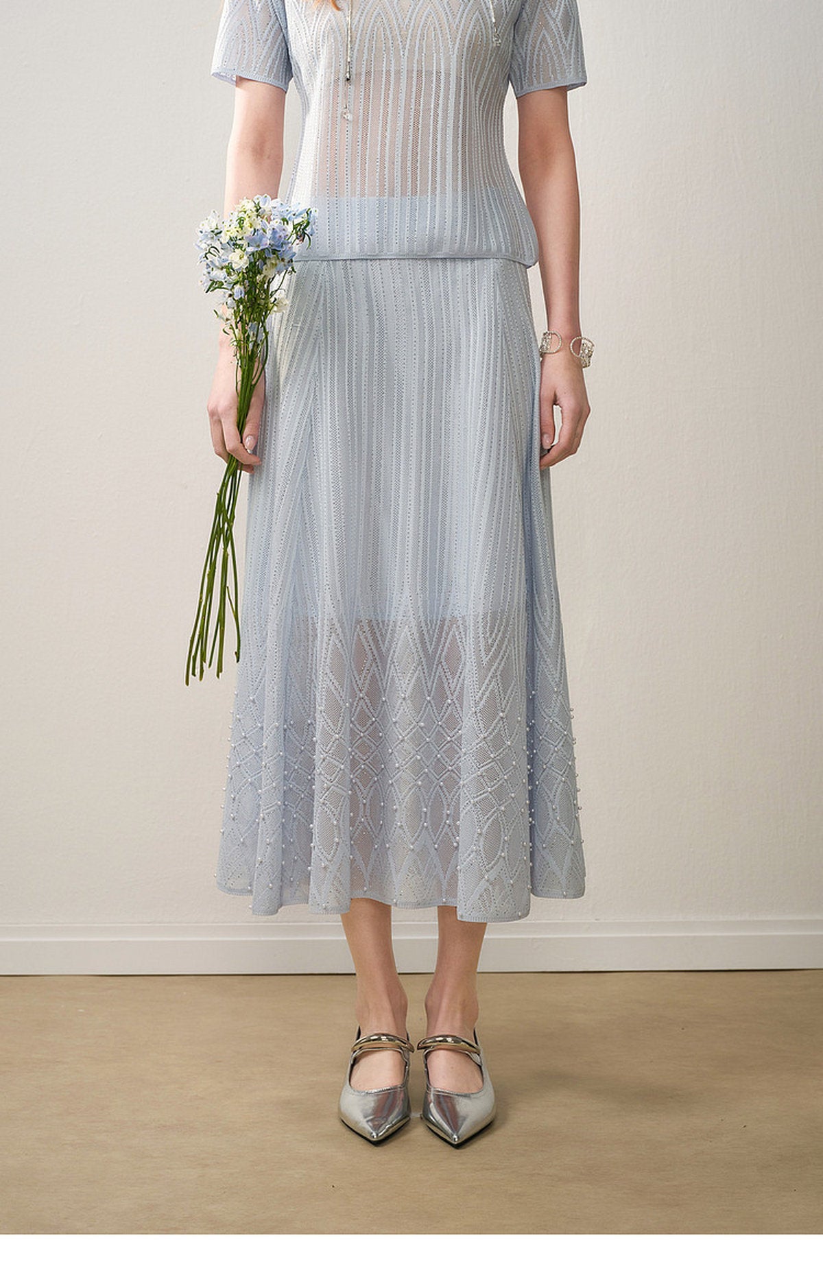 Pearl Delphinium Textured Knit A-Line Co-ord