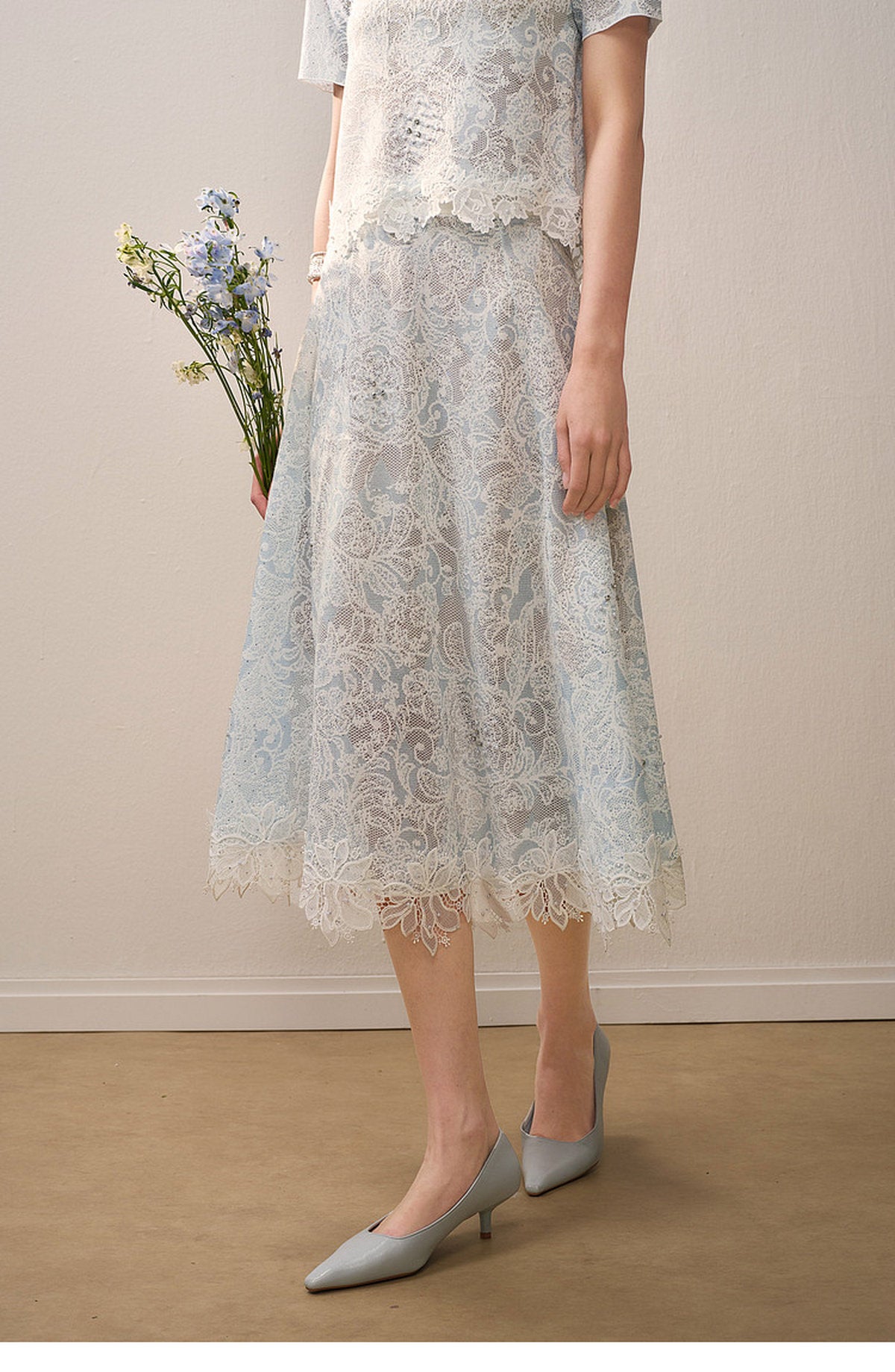 Pale Azure Lace Knit Co-Ord