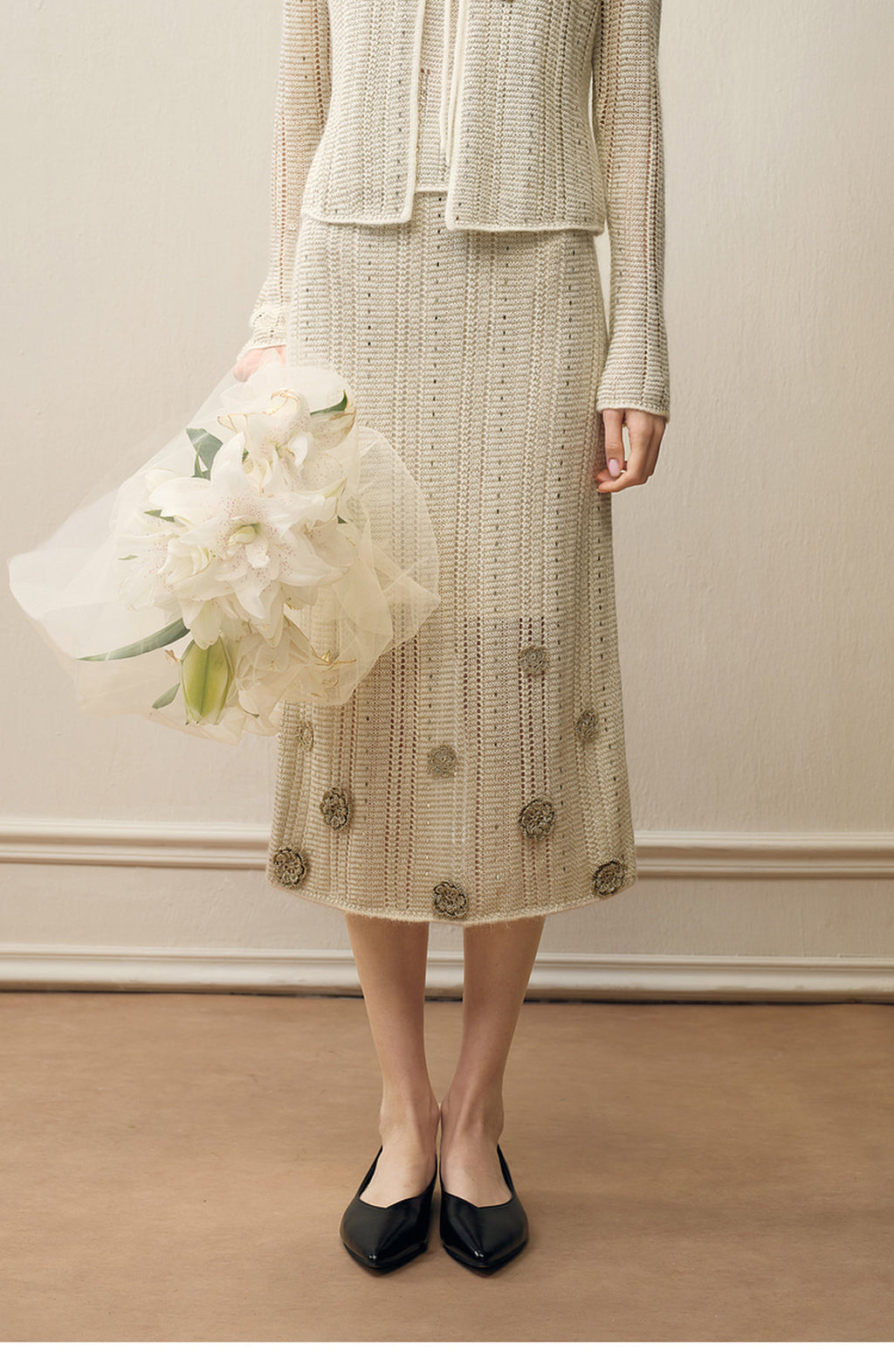 Silver Bloom Crochet Knit Co-Ord