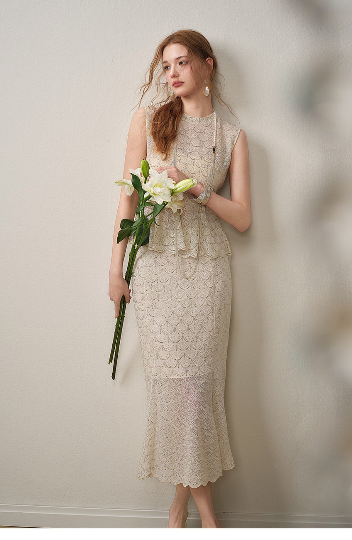 Champagne Scallop Knit Co-Ord