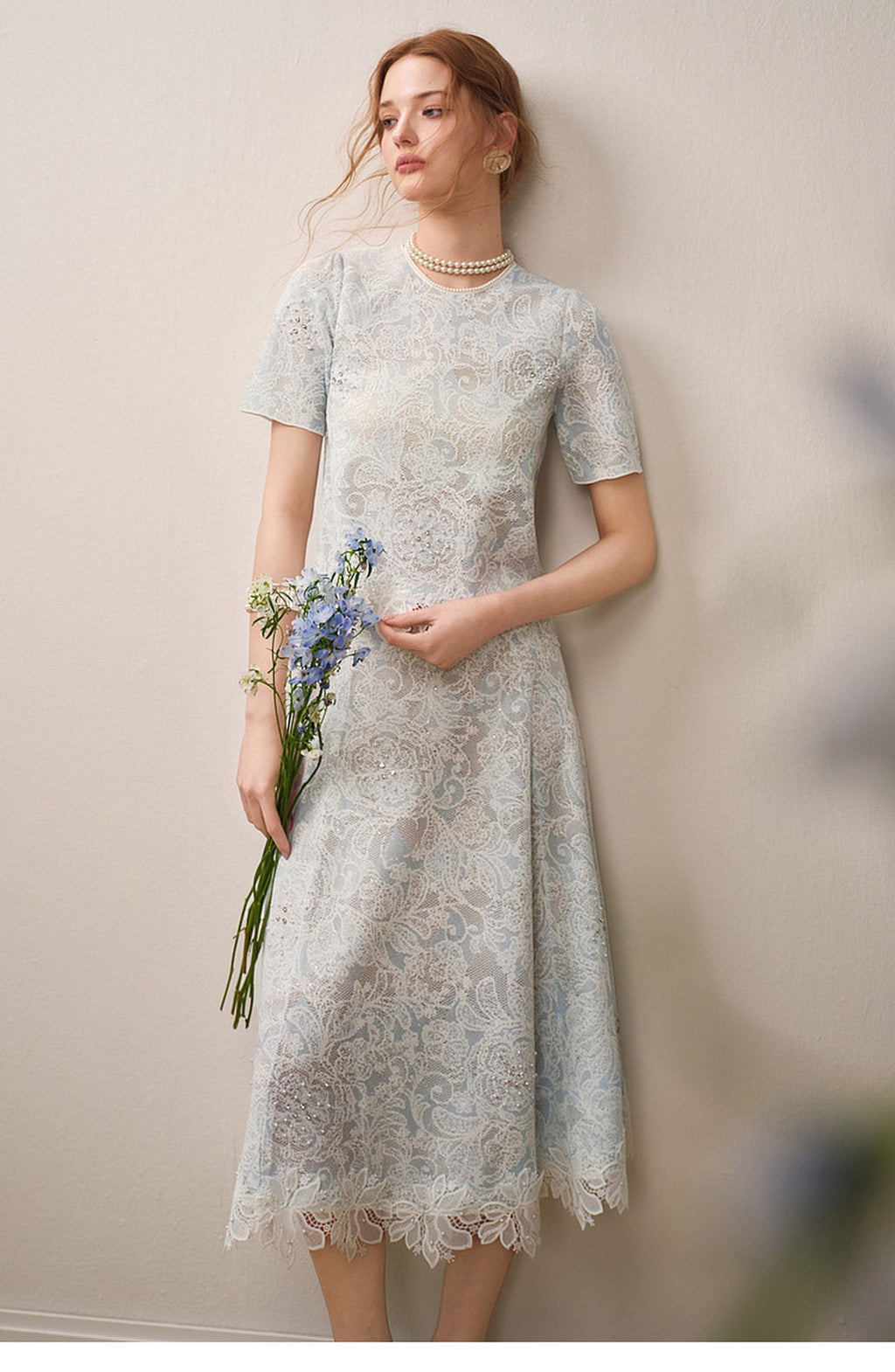 Pale Azure Lace Knit Co-Ord