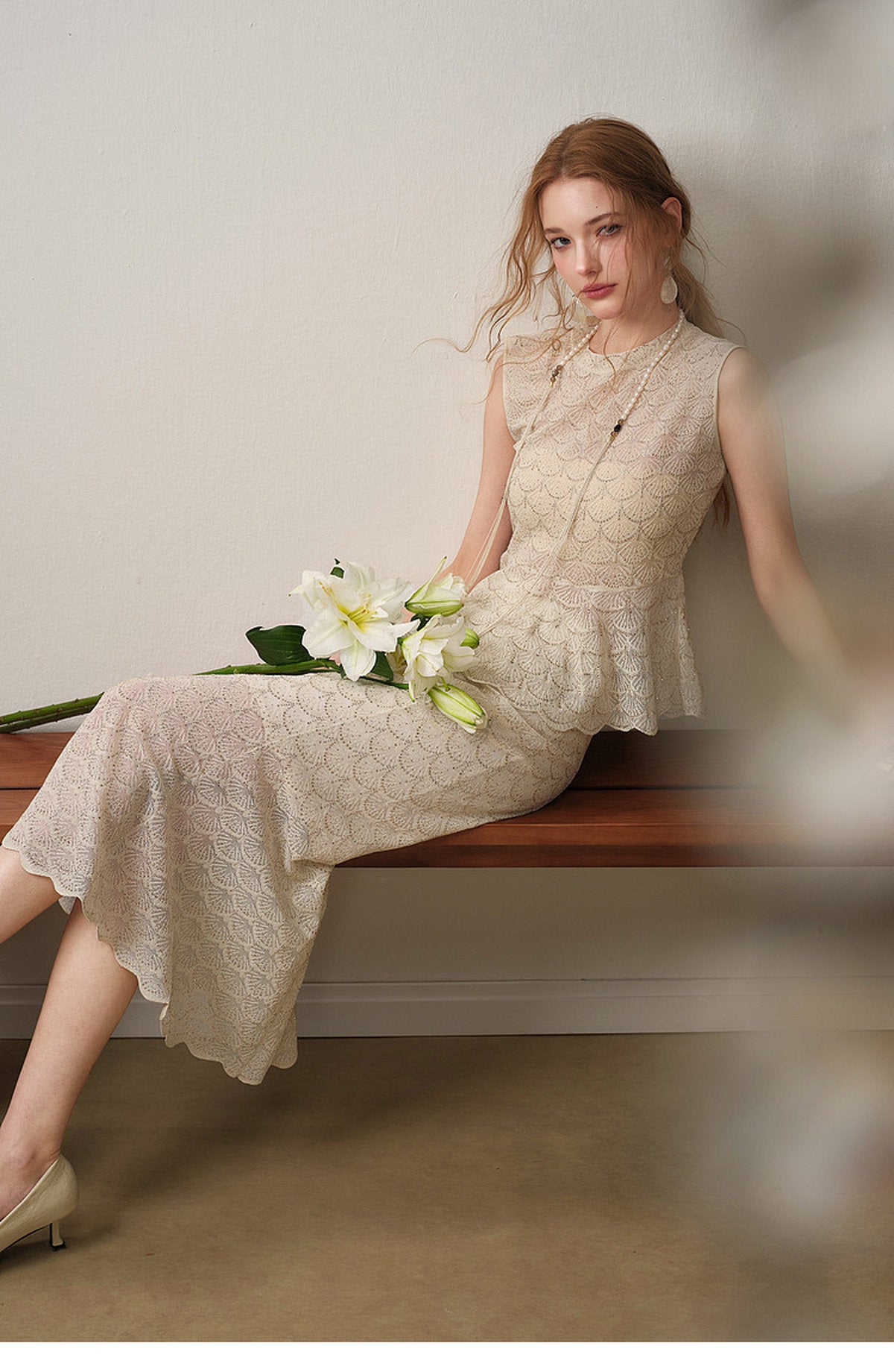 Champagne Scallop Knit Co-Ord