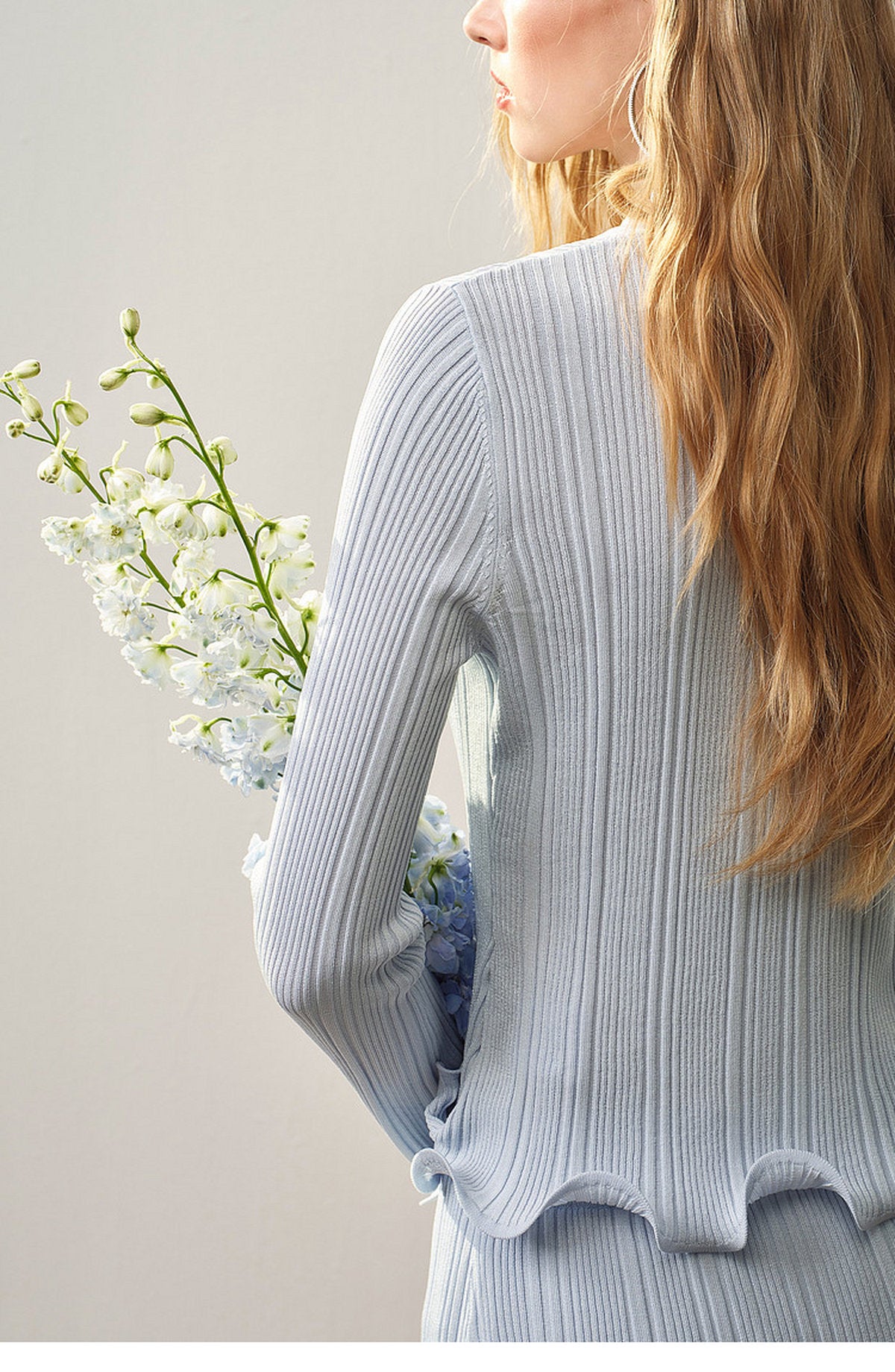 Sky Blue Ruffle Knit Co-ord Set