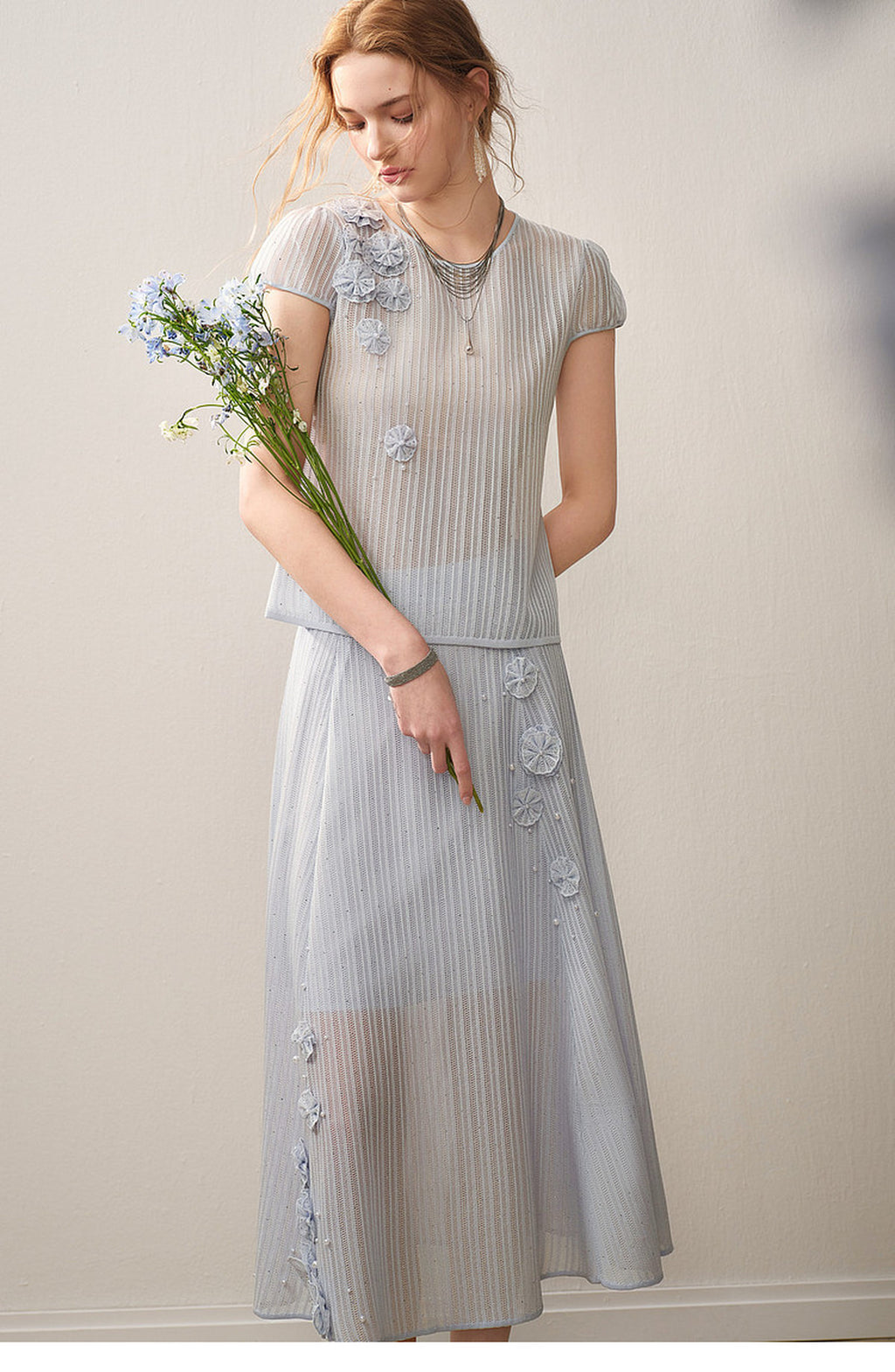 Azure Bloom Knit Co-Ord