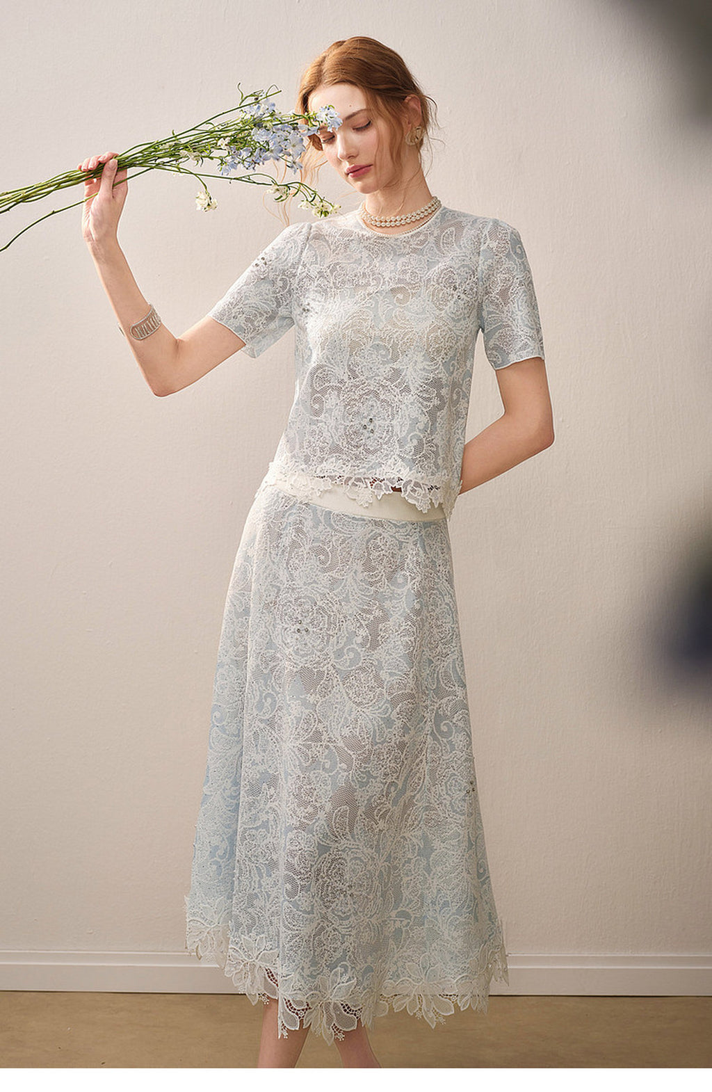 Pale Azure Lace Knit Co-Ord