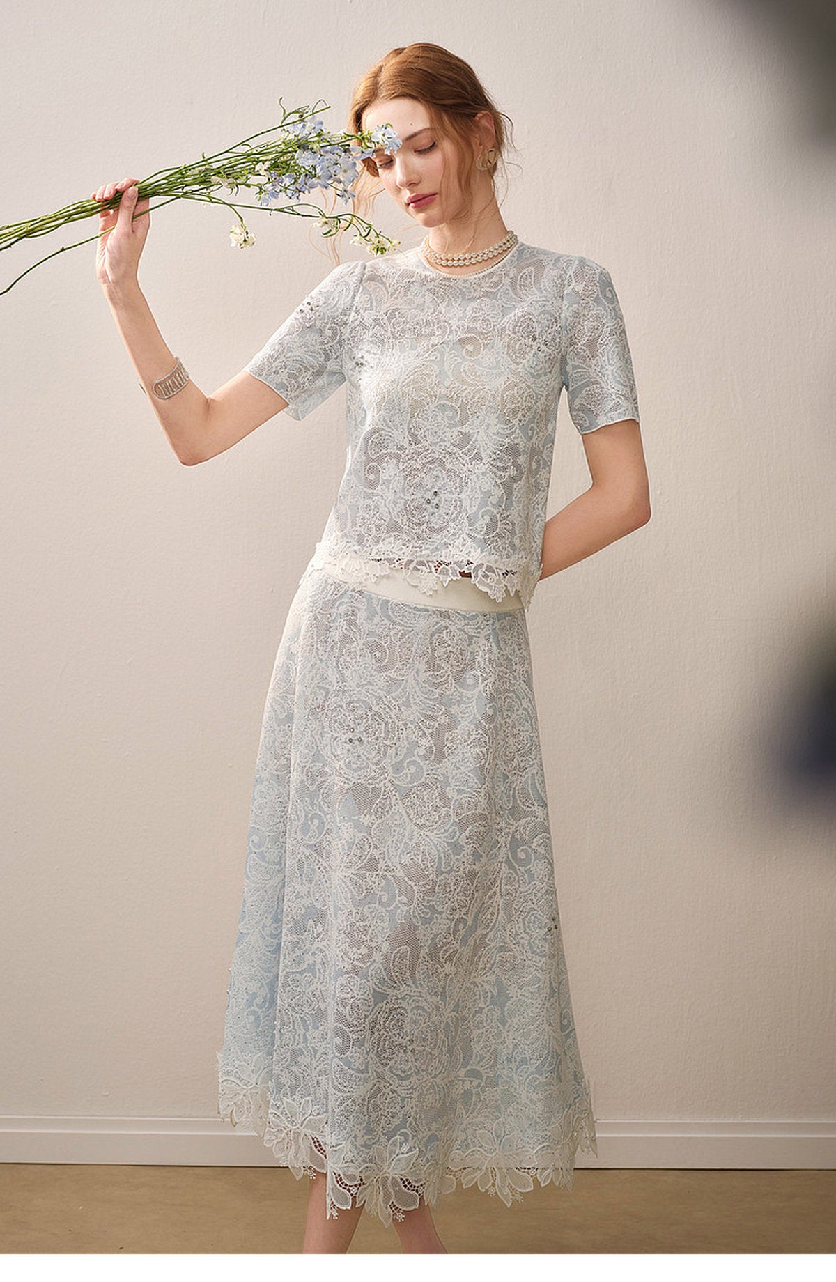 Pale Azure Lace Knit Co-Ord