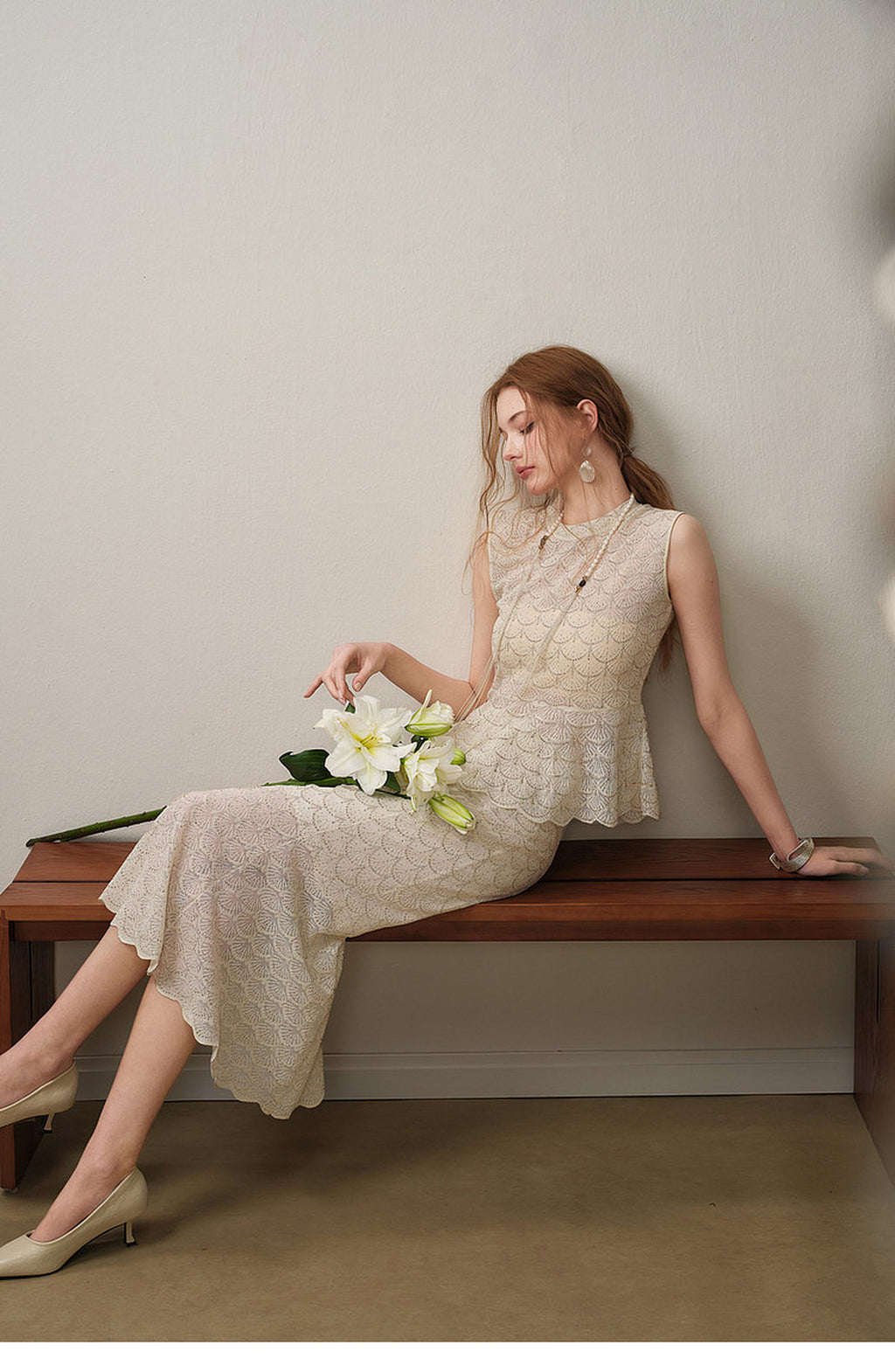 Champagne Scallop Knit Co-Ord