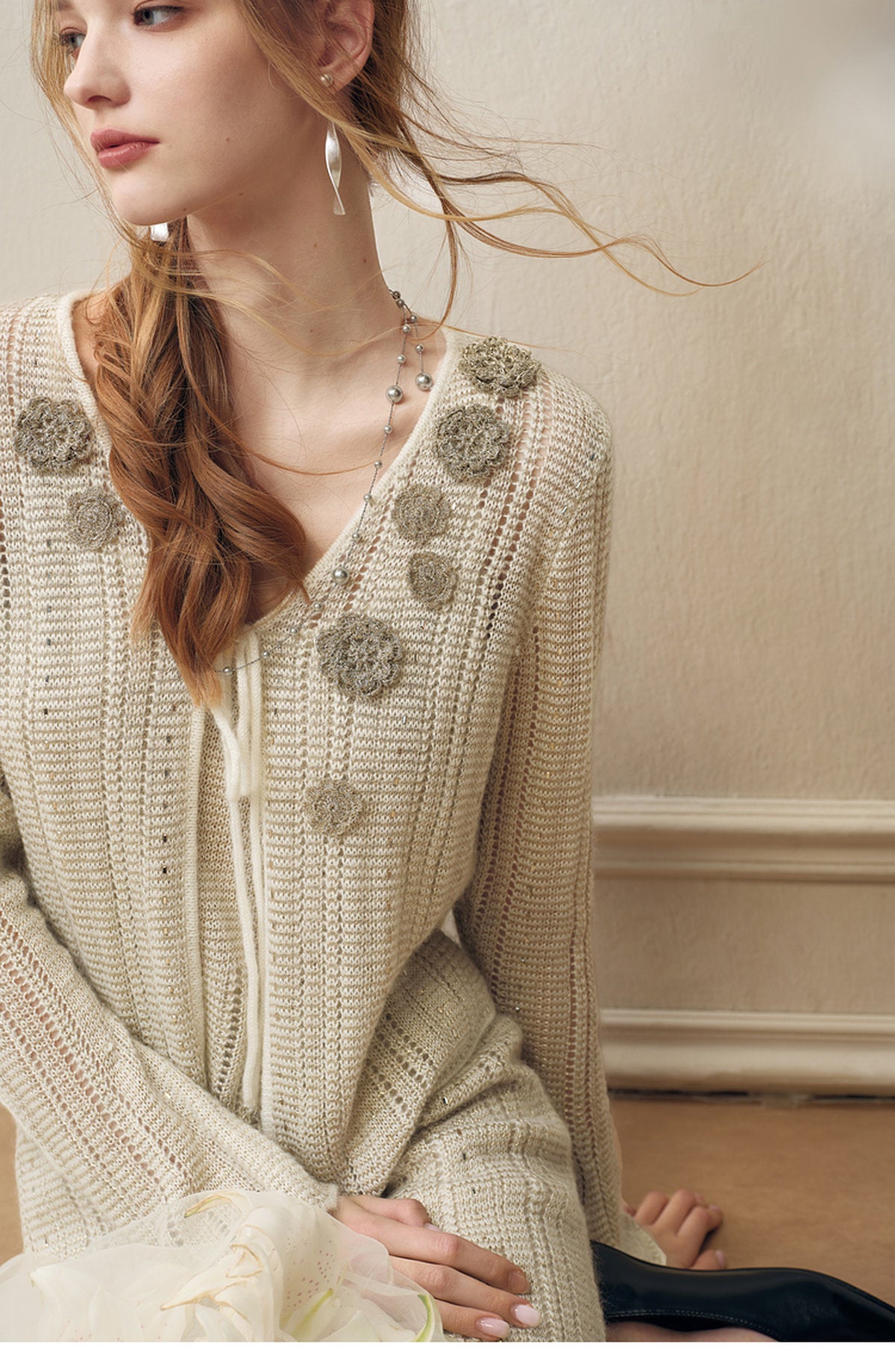Silver Bloom Crochet Knit Co-Ord