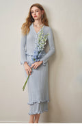 Sky Blue Ruffle Knit Co-ord Set