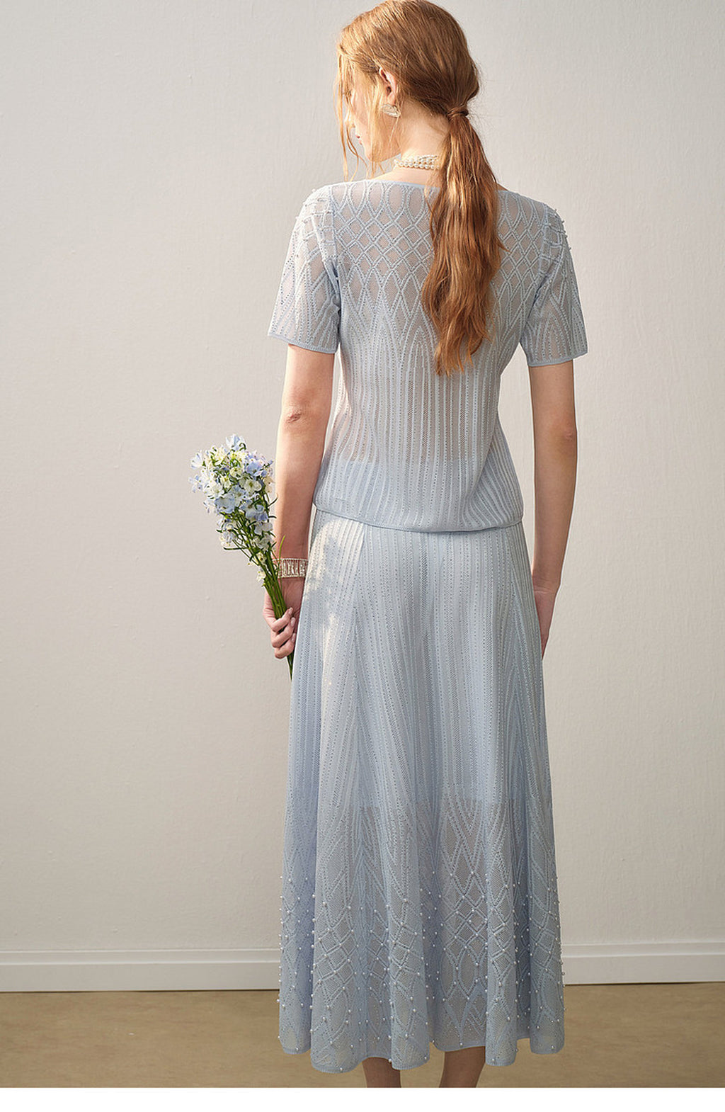 Pearl Delphinium Textured Knit A-Line Co-ord