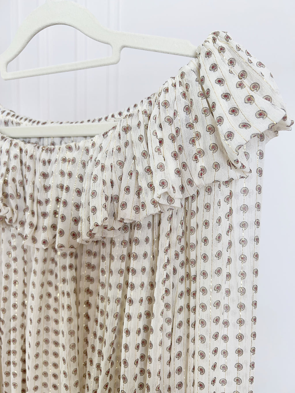 Silk Gold Thread Printed Long Sleeve Blouse