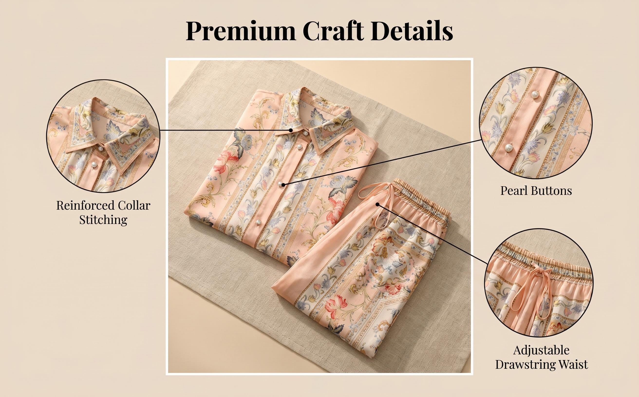 Vintage Floral Pattern Lapel Neck Long Sleeve Blouse Two-Piece Set