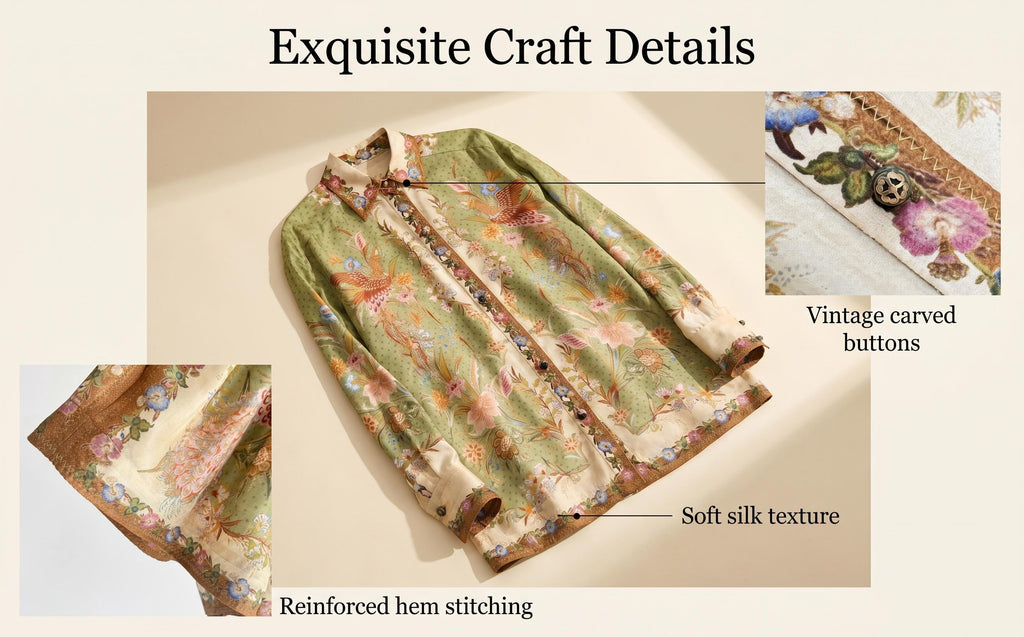 The Indra Relaxed Shirt Pant Short  in Khaki Scarf Floral Three Piece