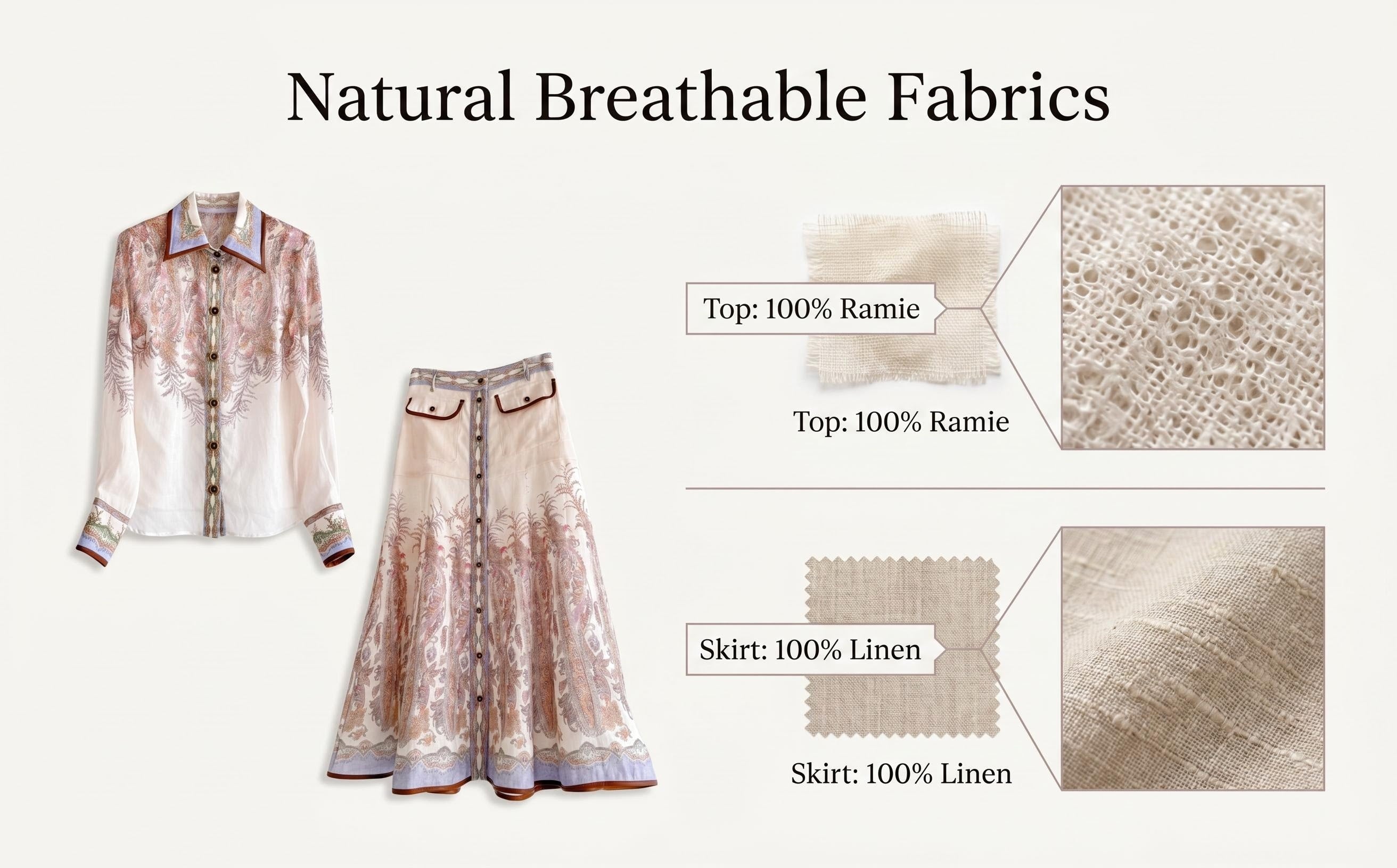 The Alchemy Body Shirt&Midi skirt in Cream Paisley Two-Piece Set