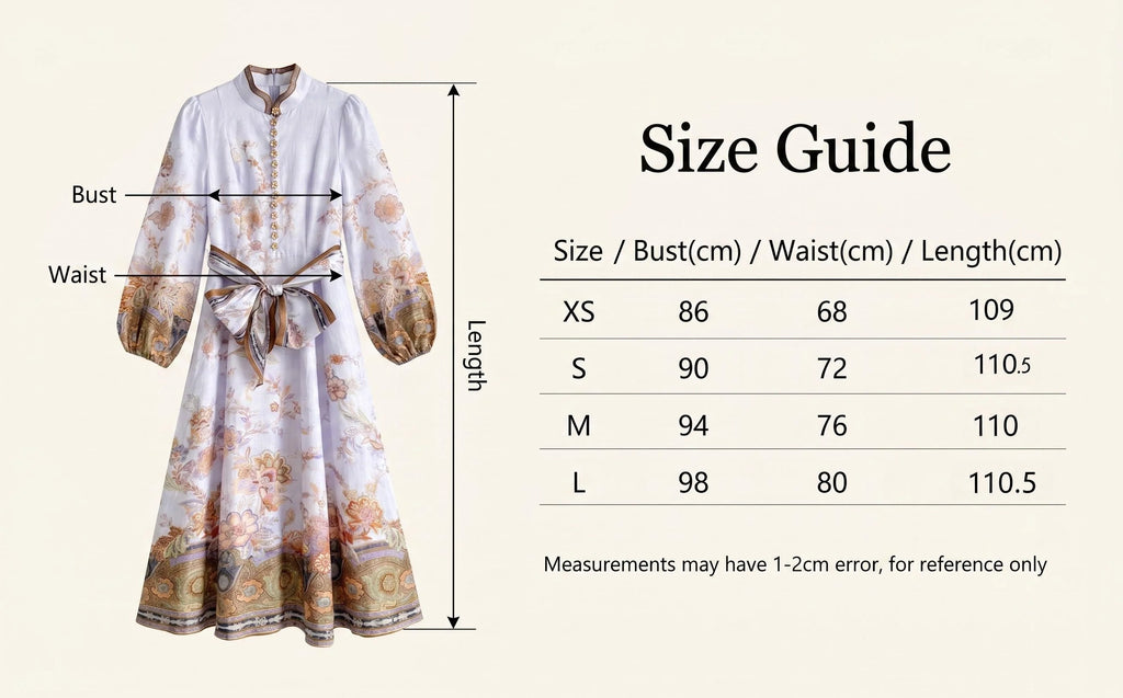 Vintage Floral Mandarin Collar Belted Midi Dress