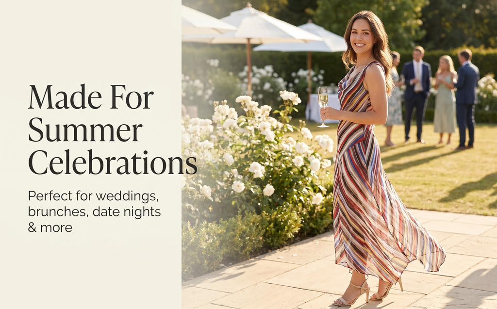 Rainbow Stripe Tulip Hem Silk Maxi Dress