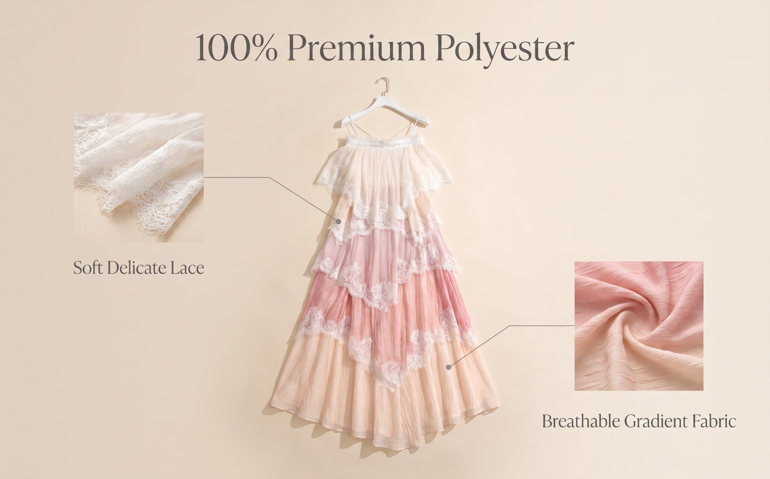 Gradient Pink Tiered Lace Maxi Dress