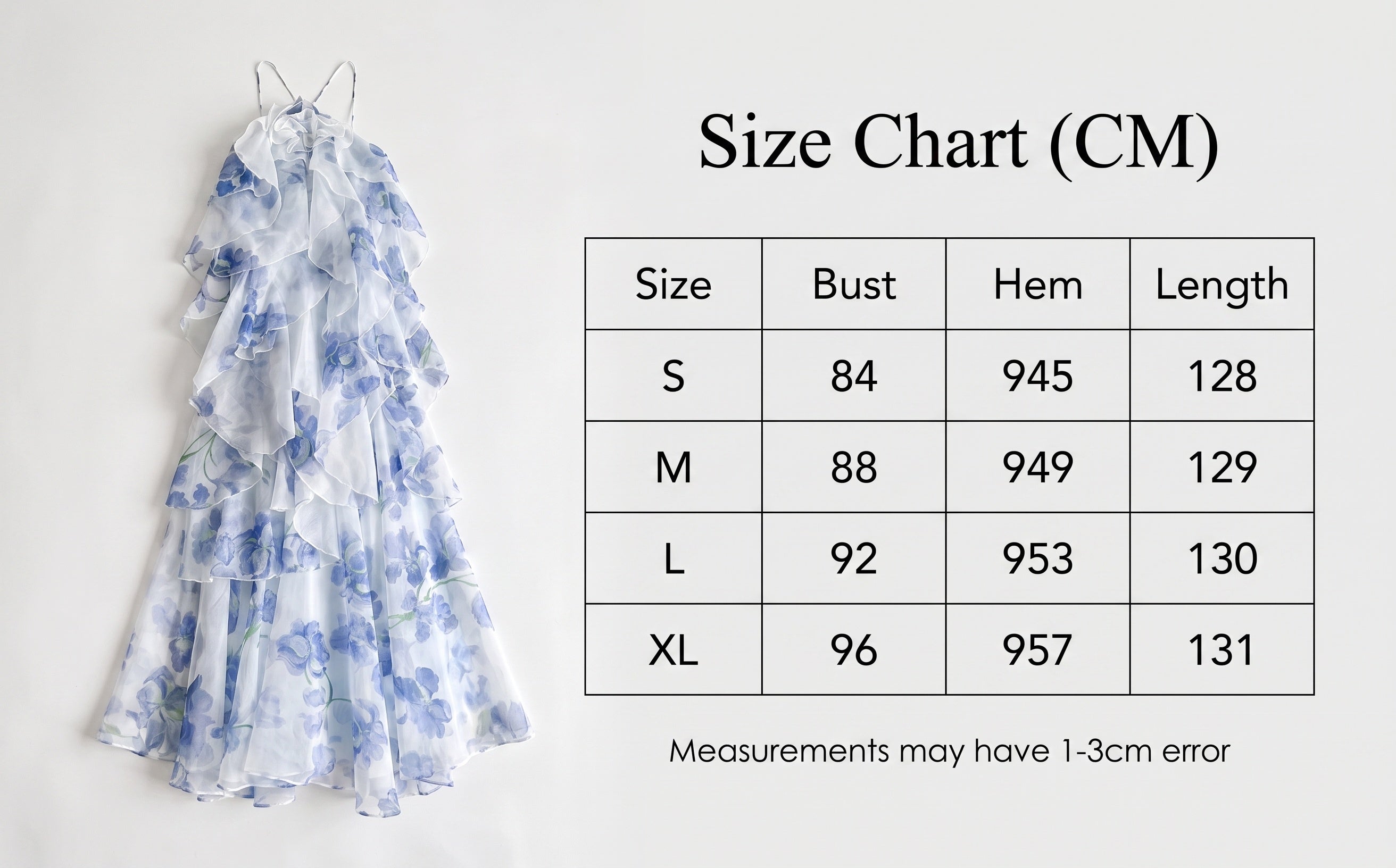 Withe Base Blue Ink Floral Print Tiered Ruffle Tulip Hem Maxi Dress