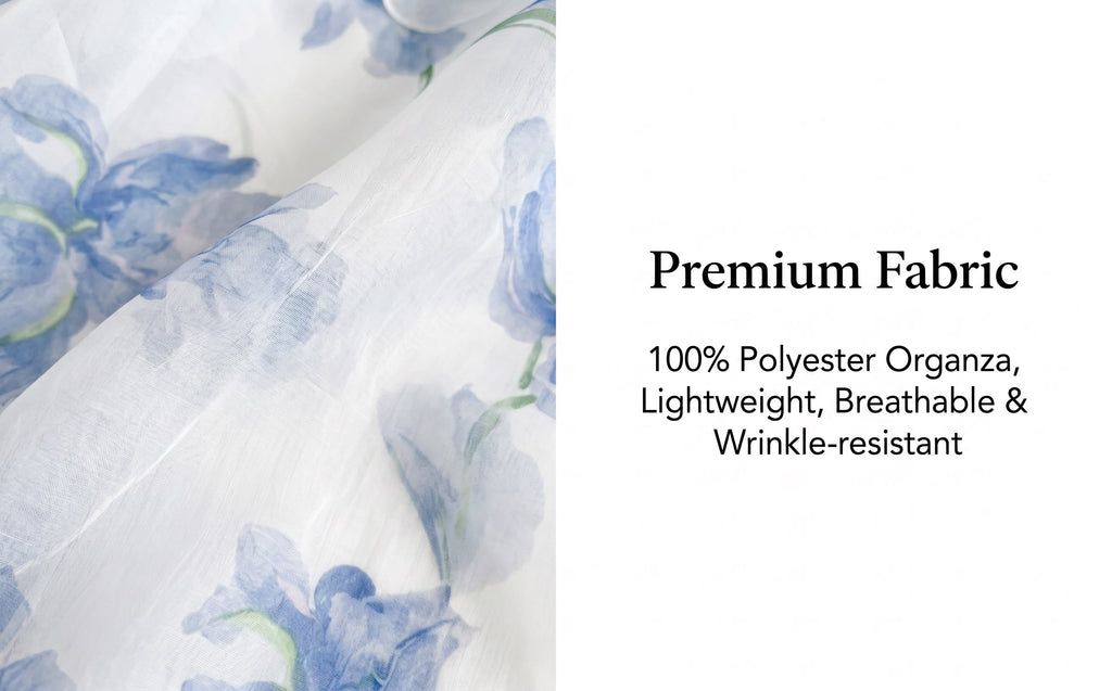 Withe Base Blue Ink Floral Print Tiered Ruffle Tulip Hem Maxi Dress