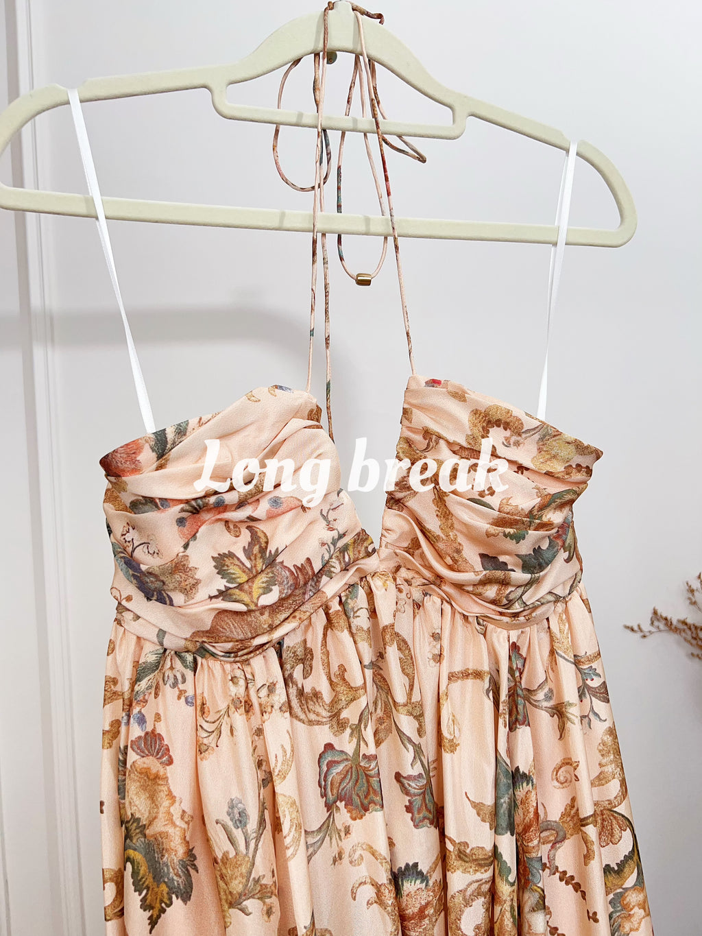 Vintage Brown Floral Spaghetti Strap Maxi Dress