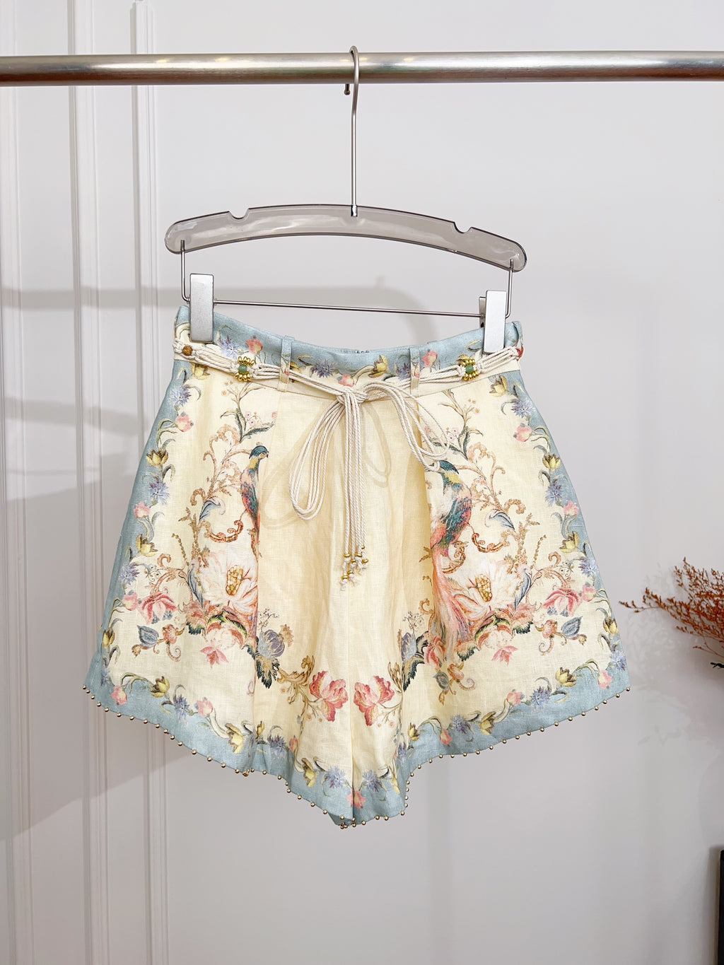 Vintage Pastel Blue Floral Print Matching Two Piece Set