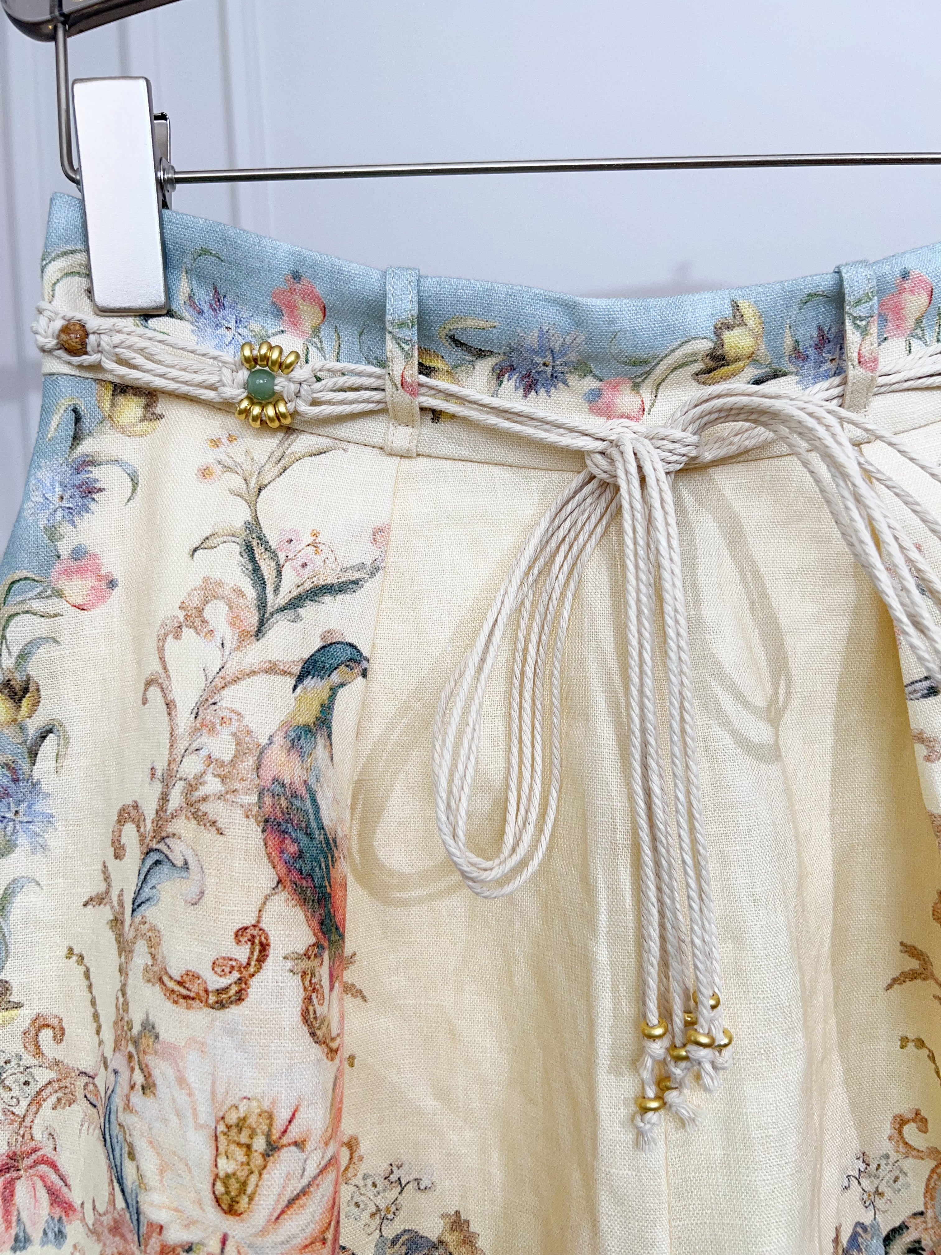 Vintage Pastel Blue Floral Print Matching Two Piece Set