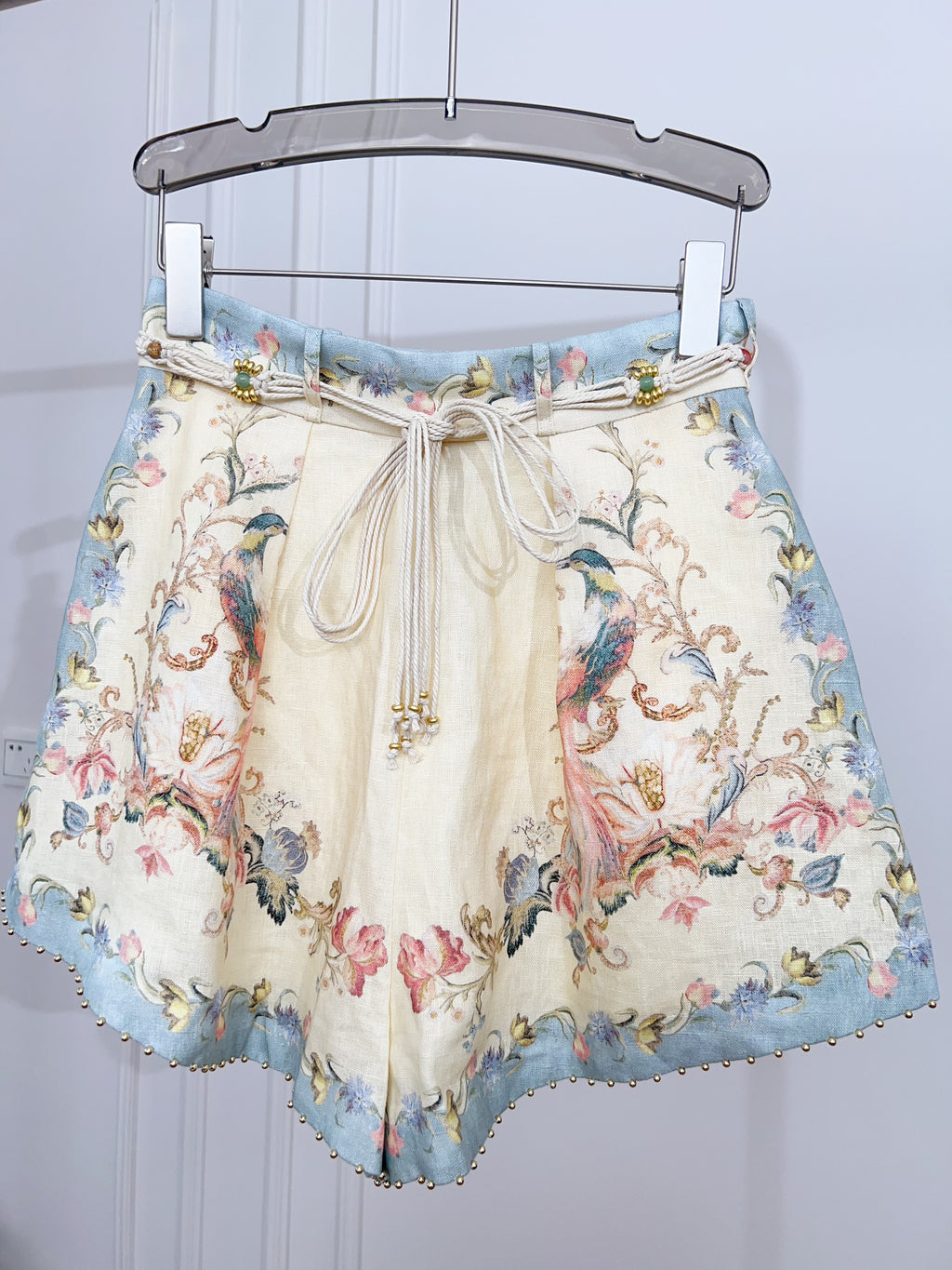 Vintage Pastel Blue Floral Print Matching Two Piece Set