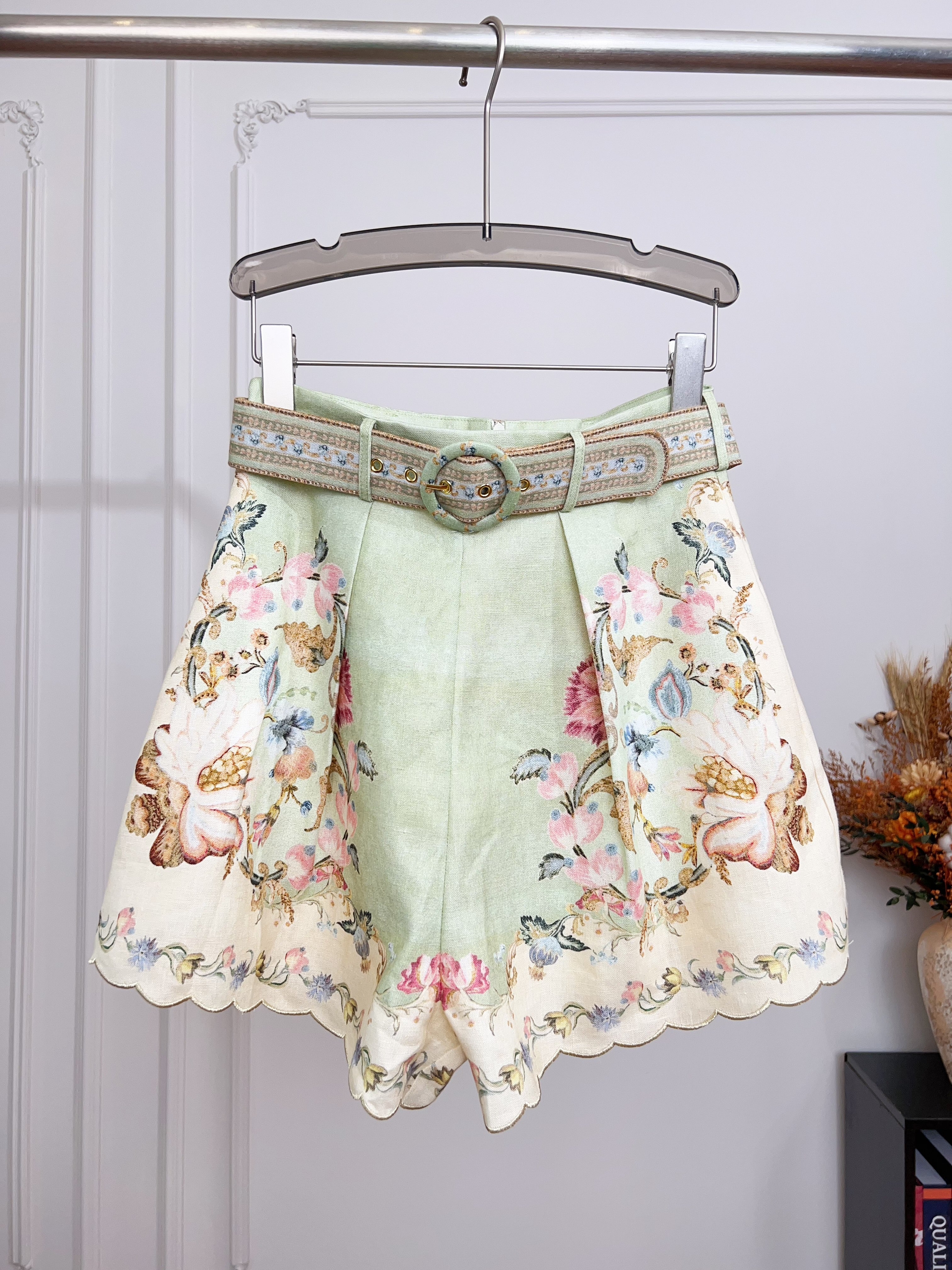 Pastel Light Green Floral Print Long Sleeve Two Piece Set