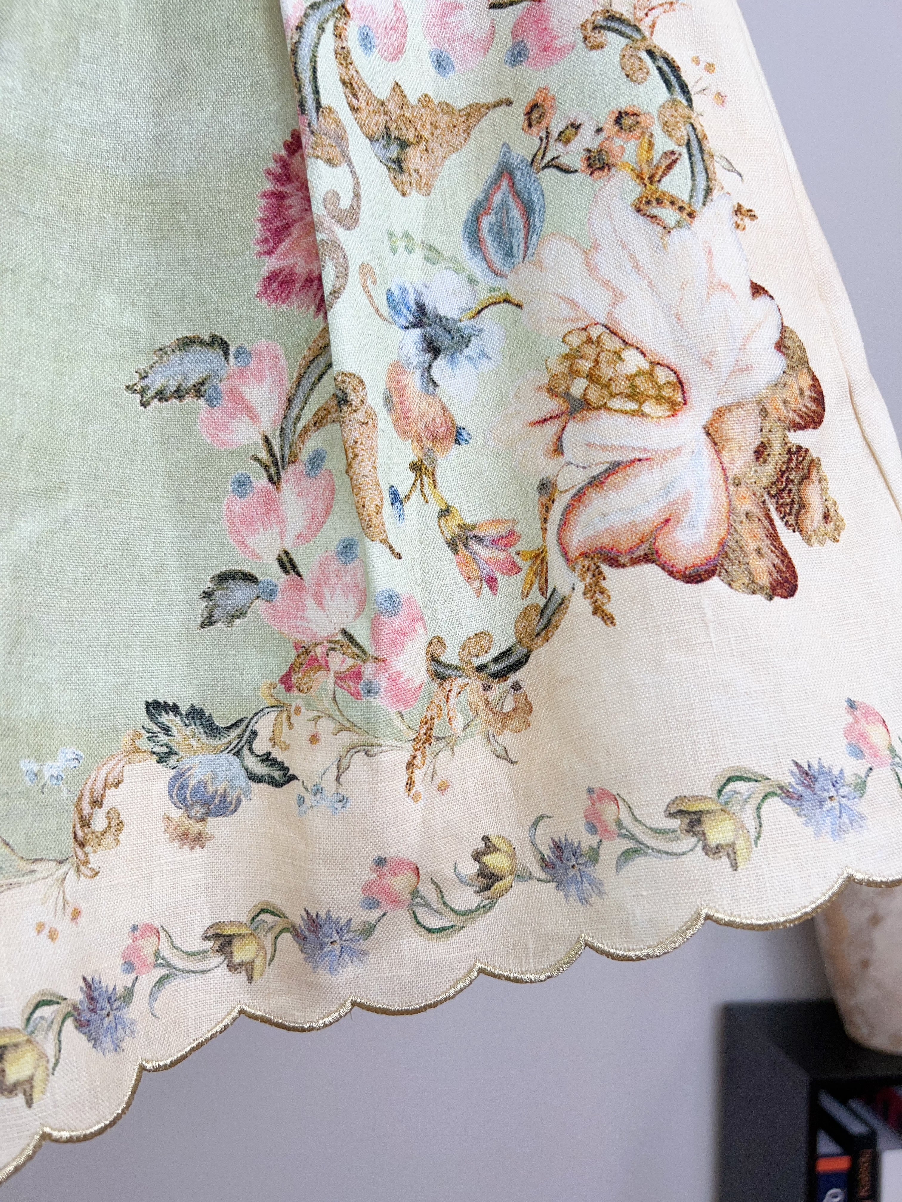 Pastel Light Green Floral Print Long Sleeve Two Piece Set