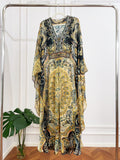 Vintage Yellow Base Vintage Floral Long Sleeve Maxi Dress