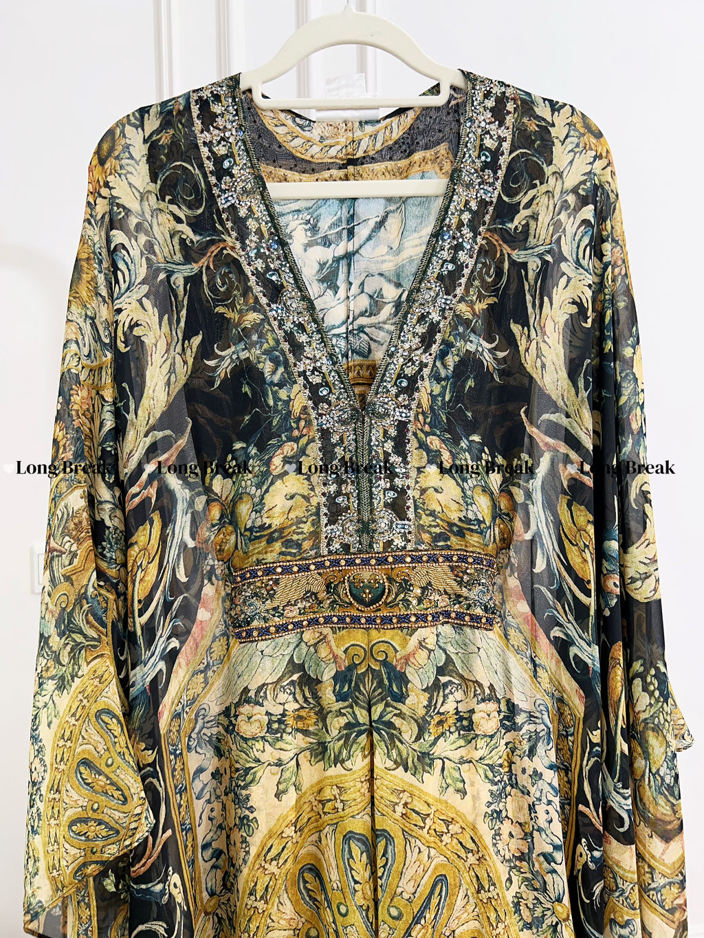 Vintage Yellow Base Vintage Floral Long Sleeve Maxi Dress