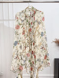 Vintage Floral Print Satin Midi Dress