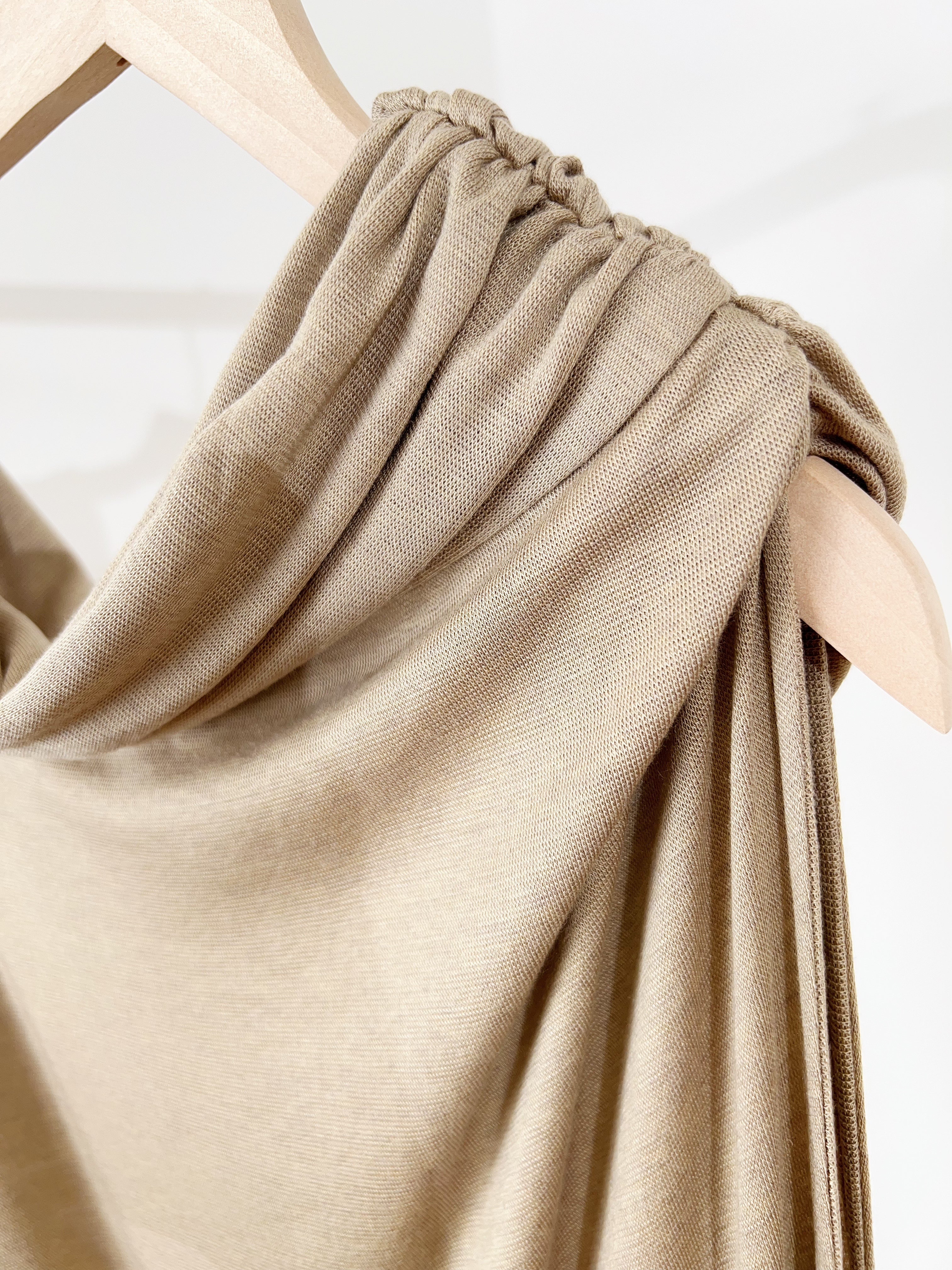 Vintage One Shoulder Gold Beaded Satin Maxi Dress