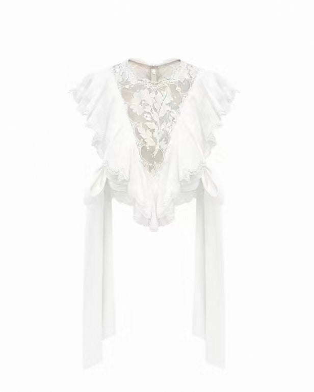 Ivory Lace Ruffle Two Piece Set