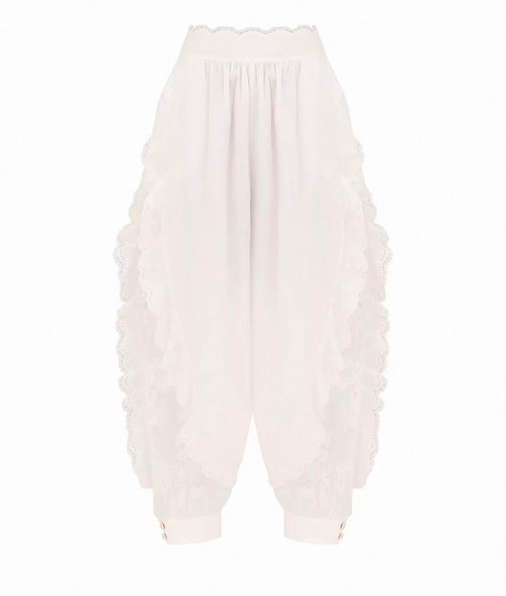 Ivory Lace Ruffle Two Piece Set