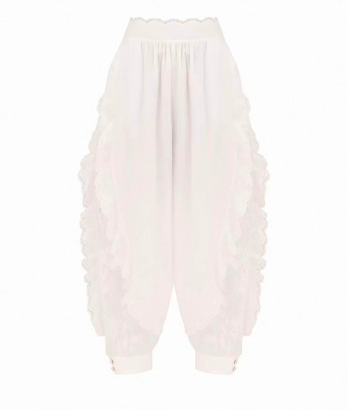 Ivory Lace Ruffle Two Piece Set