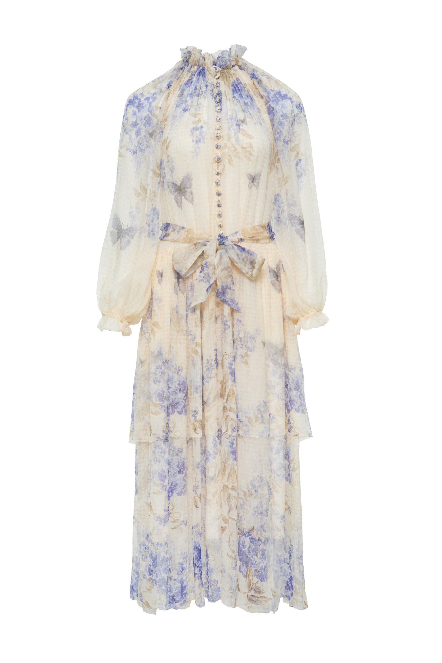 Indigo Wisteria Print Maxi Dress with Camisole Liner Two-Piece Set
