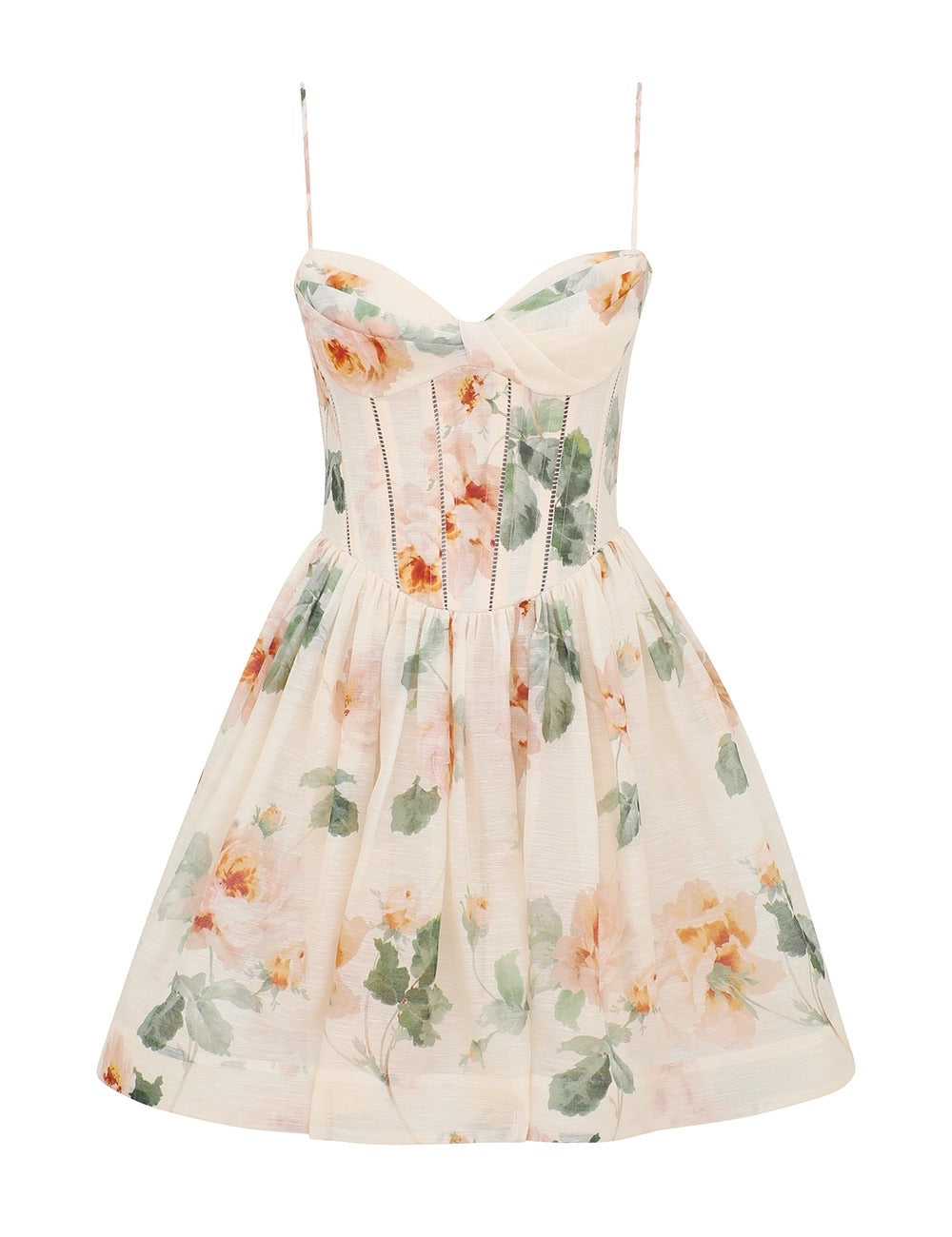Carousel Corset Mini Dress in Cream Rose