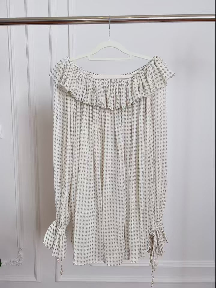 Silk Gold Thread Printed Long Sleeve Blouse