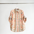 Vintage Floral Pattern Lapel Neck Short Sleeve Blouse Two-Piece Set