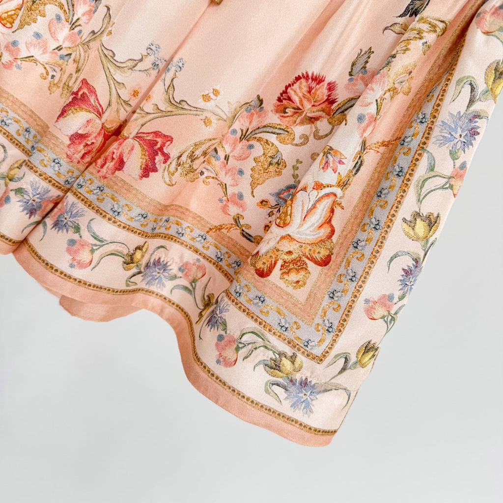Vintage Floral Pattern Lapel Neck Short Sleeve Blouse Two-Piece Set