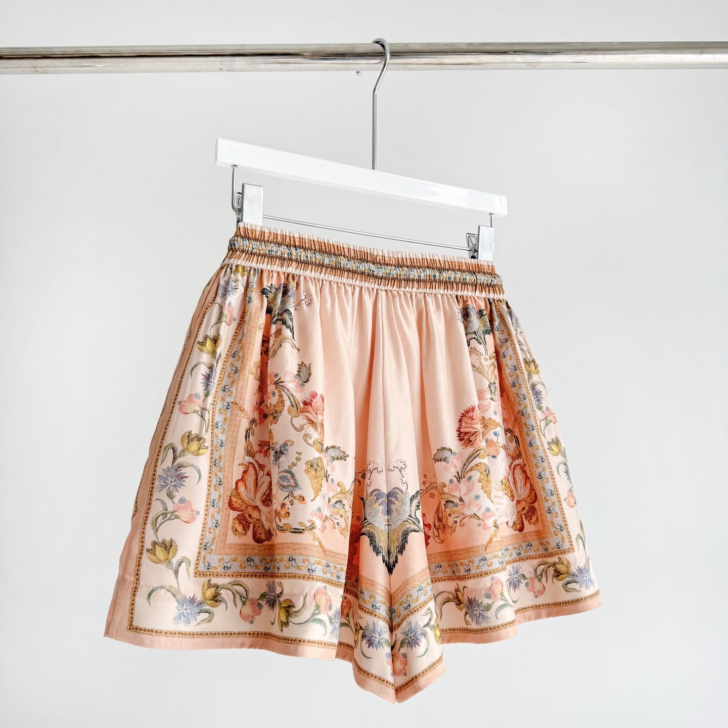 Vintage Floral Pattern Lapel Neck Short Sleeve Blouse Two-Piece Set