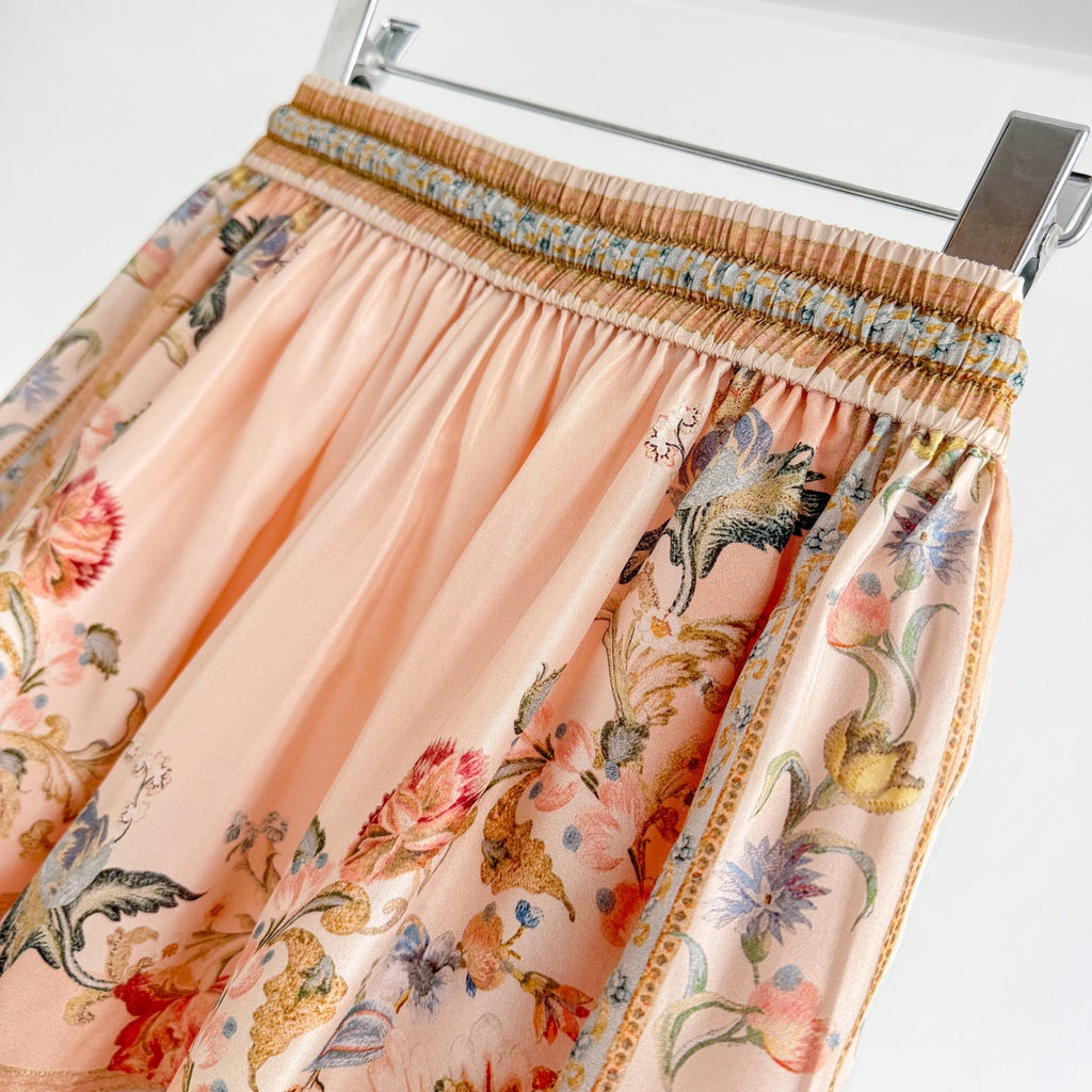 Vintage Floral Pattern Lapel Neck Short Sleeve Blouse Two-Piece Set