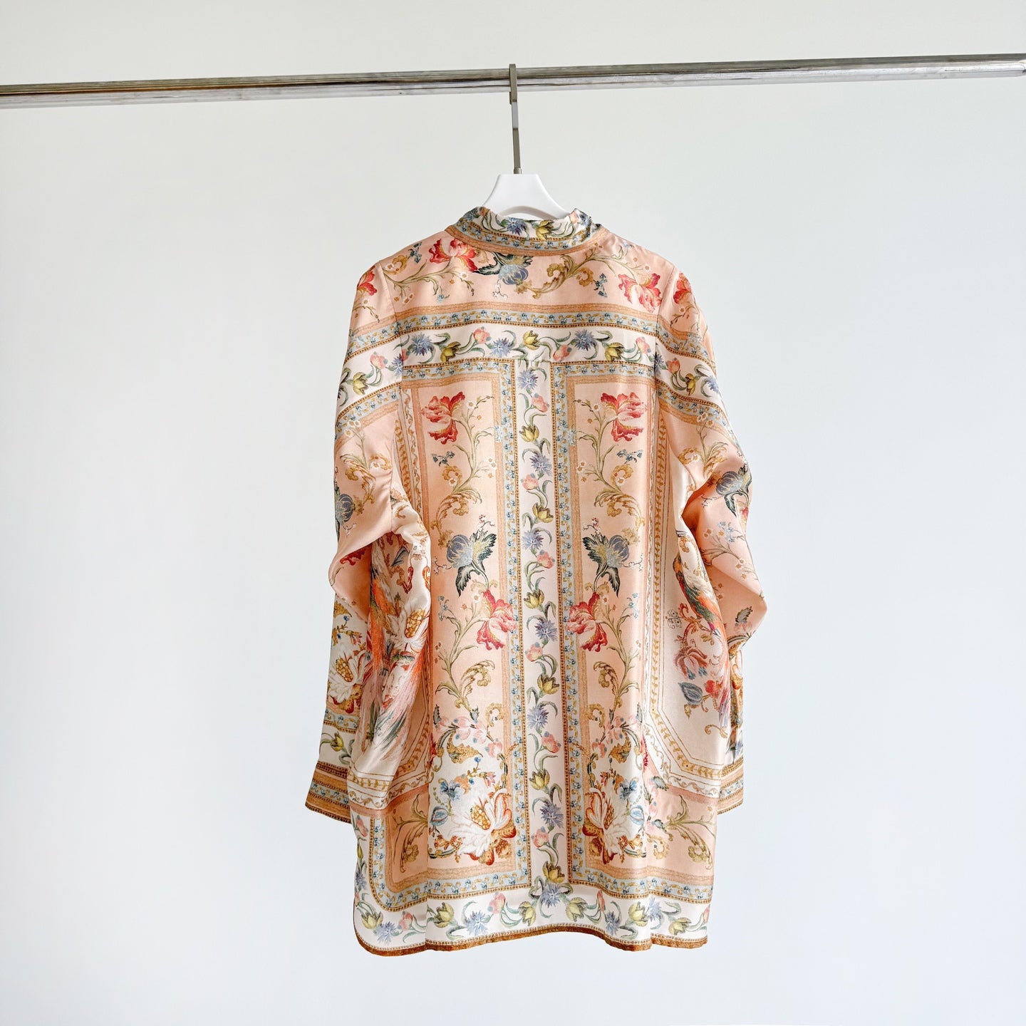 Vintage Floral Pattern Lapel Neck Long Sleeve Blouse Two-Piece Set