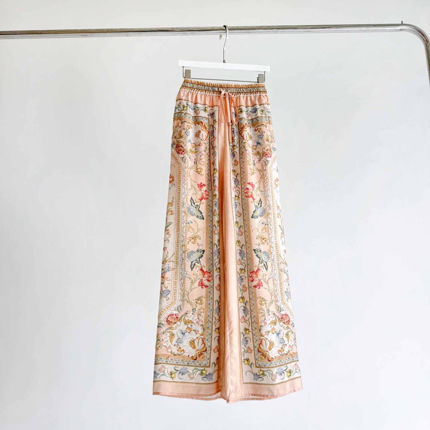 Vintage Floral Pattern Lapel Neck Long Sleeve Blouse Two-Piece Set